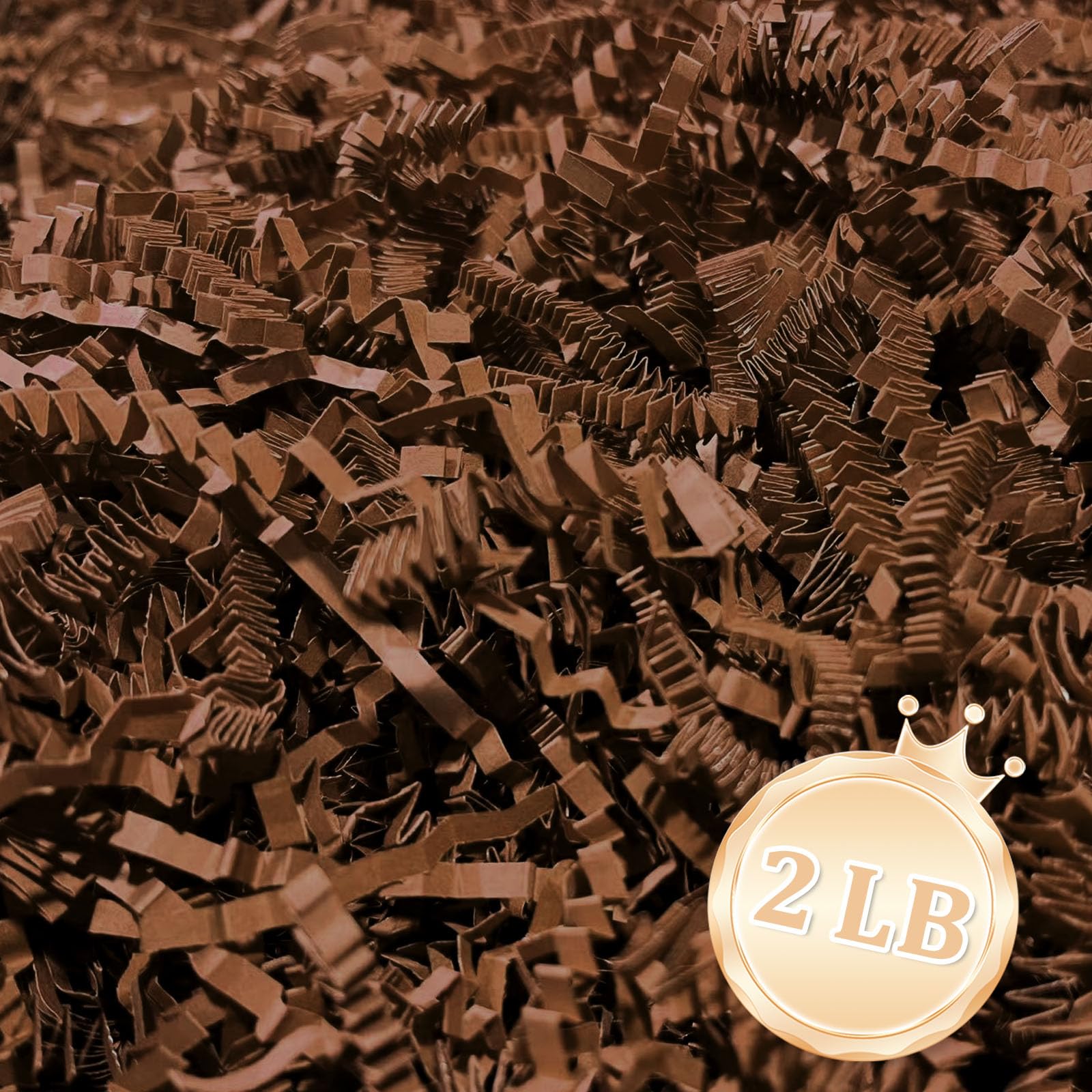 Zankubom 2 LB Brown Crinkle Cut Paper Shred Filler Great for Gift Wrapping, Brown Basket Fillers, Birthday, Gift Wrapping, Anniversary, Halloween
