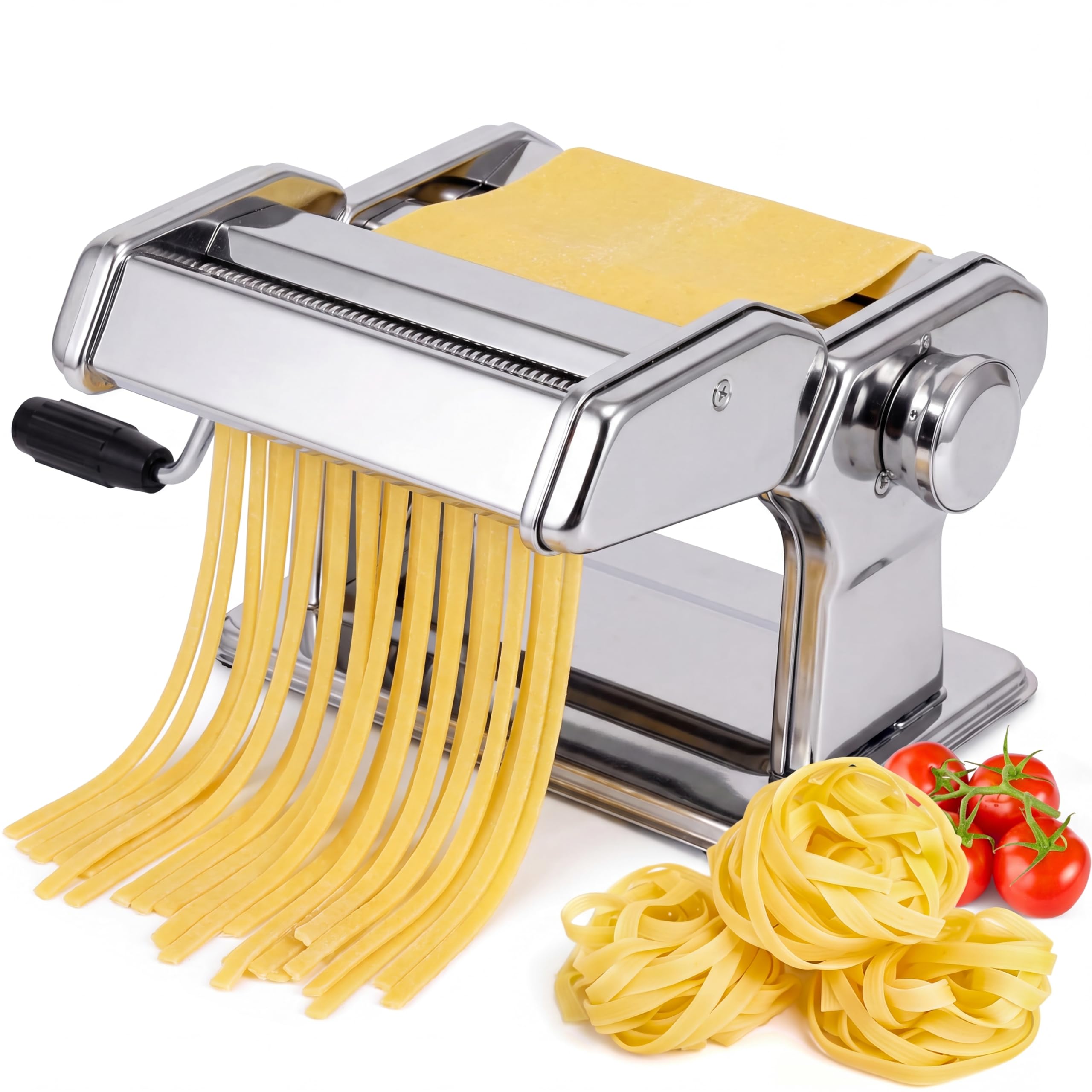 Máquina de pasta manual con rodillos regulables para espaguetis y tallarines caseros perfectos