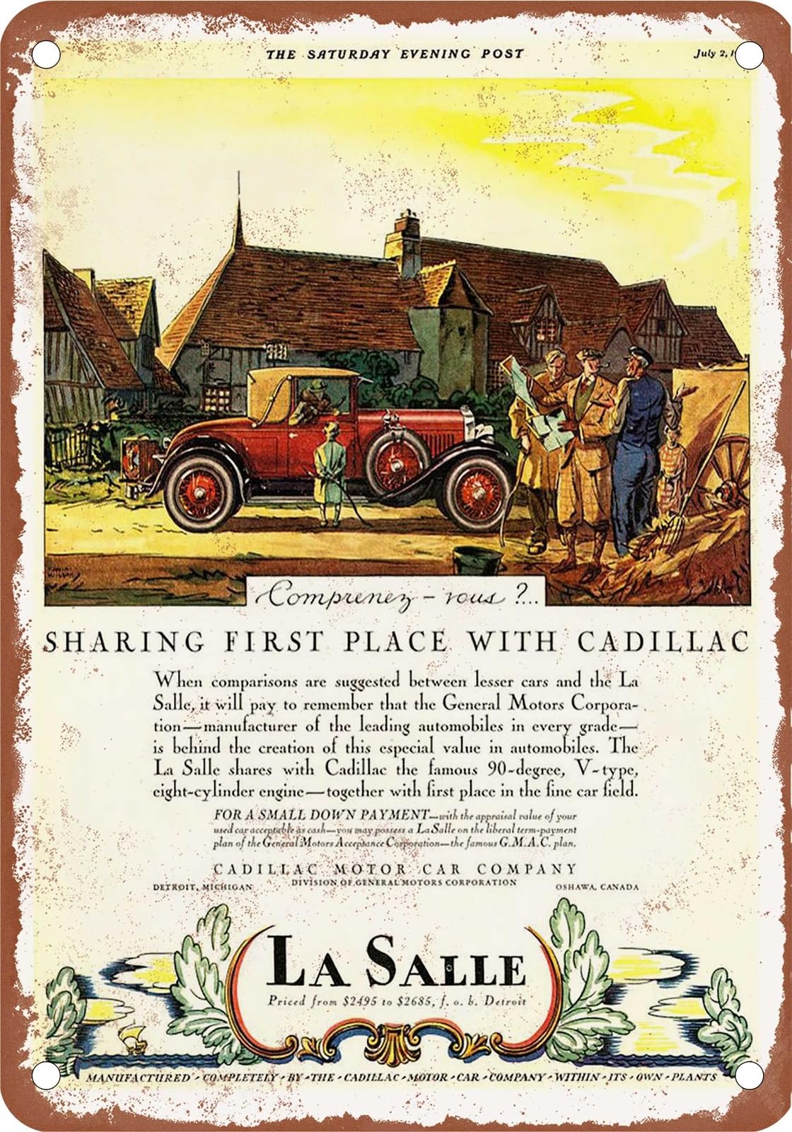 METAL SIGN - 1927 LaSalle Vintage Ad 04 - Old Retro Rusty Look home decor