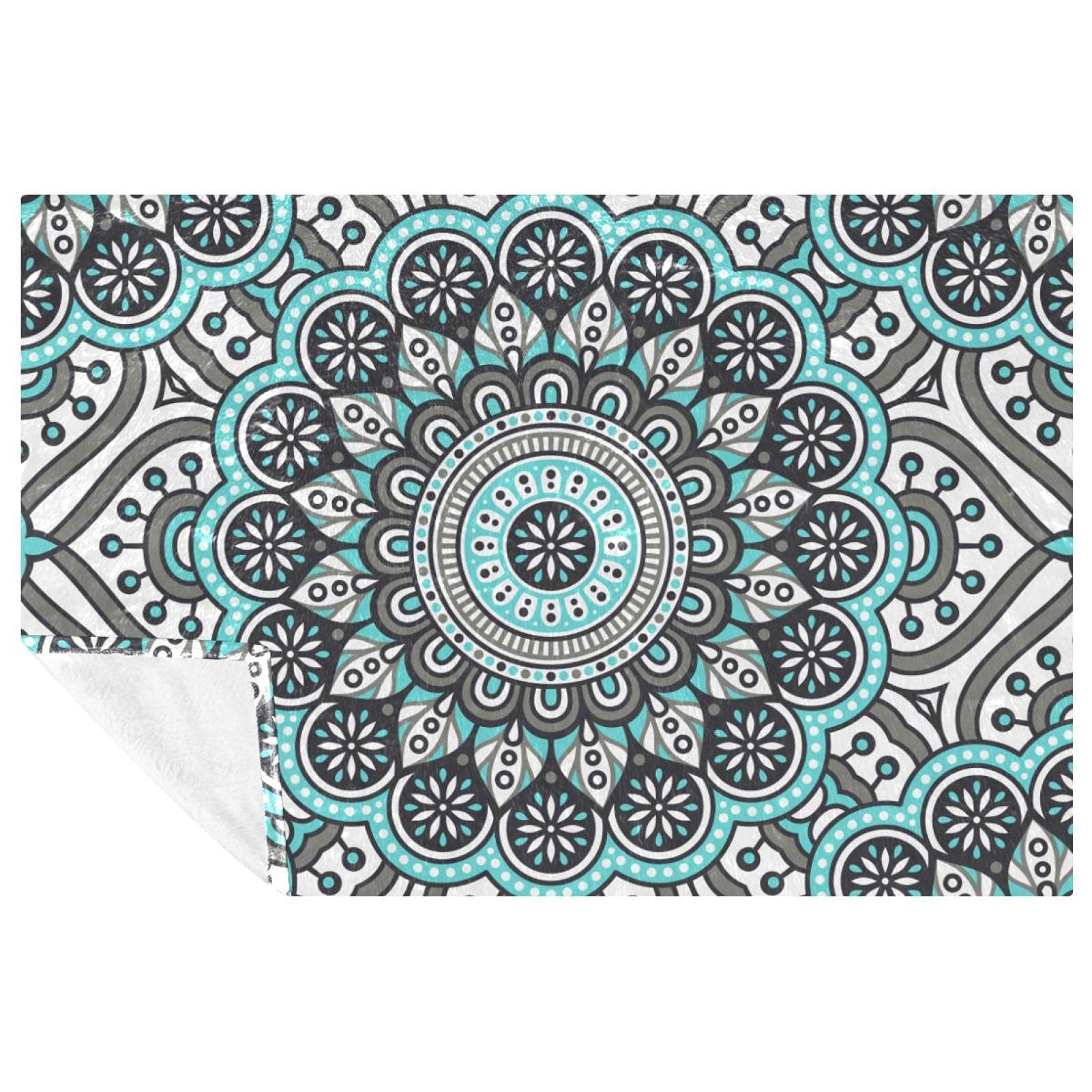Plaid indien mandala gris de qualité supérieure au fini imprimé henné chaud