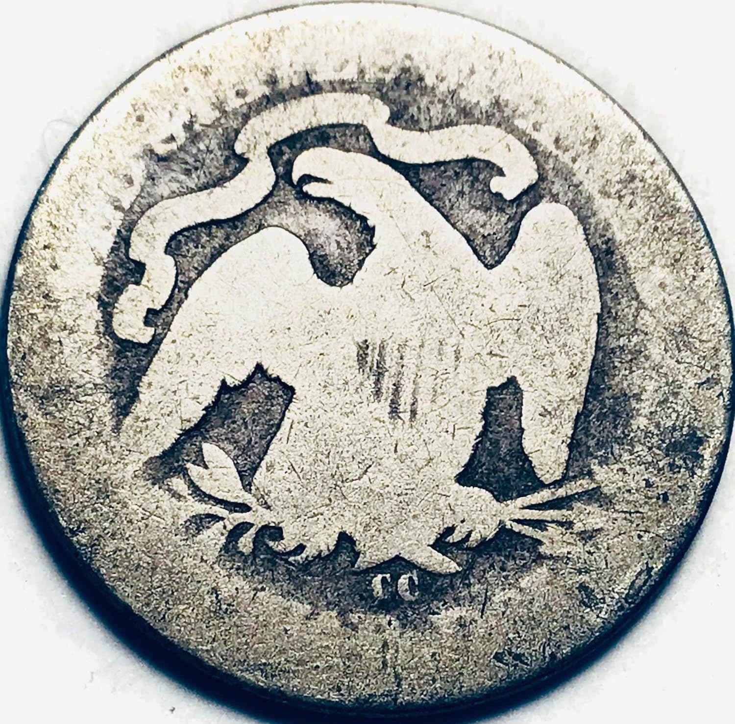 1877 CC Seated Liberty Silver Quarter About Good