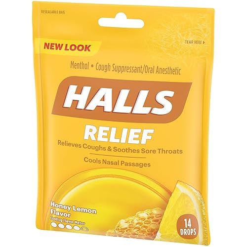 Miniatura 22 de HALLS Relief Honey Lemon Cough Drops, 14 Drops