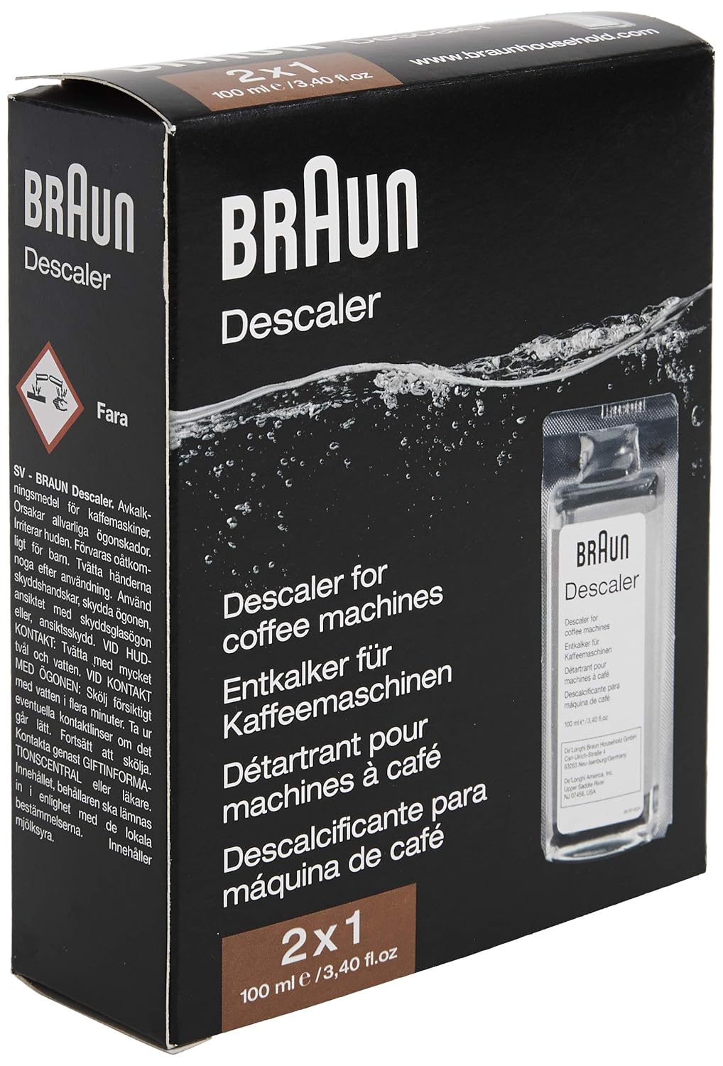 Braun BRSC003 2 x 100ml Ecodecalk Descaler for Coffee Machines, White