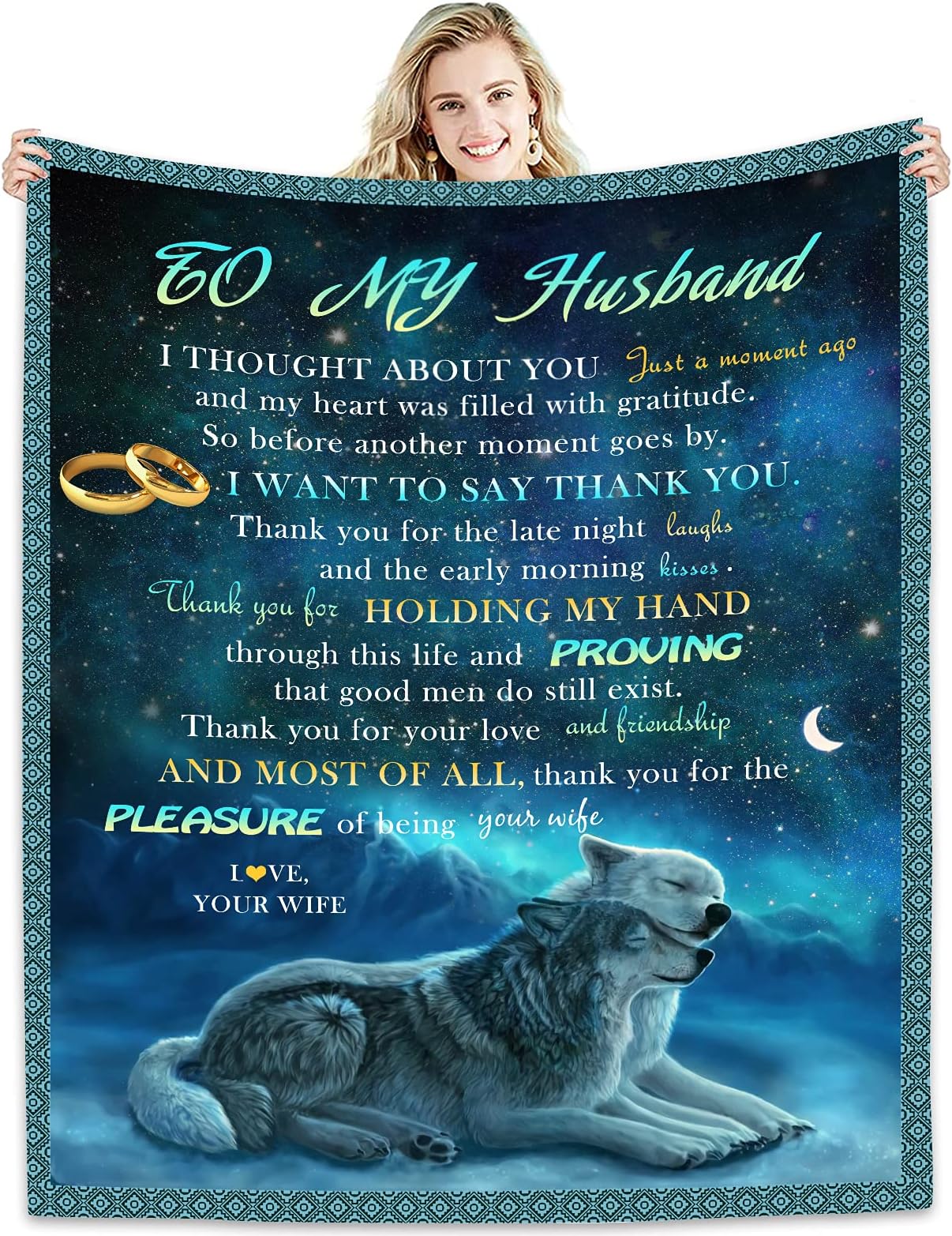HcovivHusband Gift Ideas Blanket, I Love You Gifts for Him, Best Couple Wedding Anniversary Romantic Gifts for Husband - to My Husband Birthday Gifts from Wife for Father's Day Blankets 80" x 60"