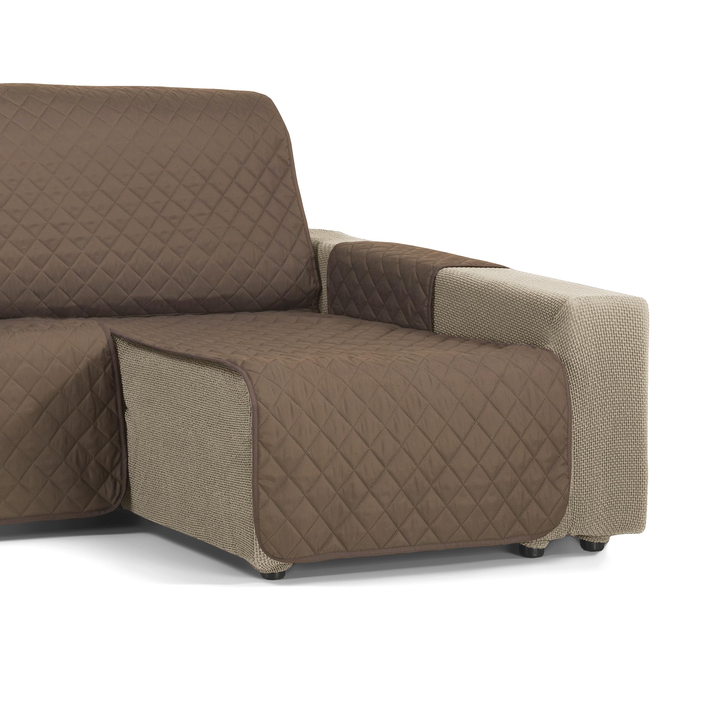 Divano Modulare Martina 3 Posti In Ciniglia Con Chaise Longue Sinistra Ecru 287 Cm