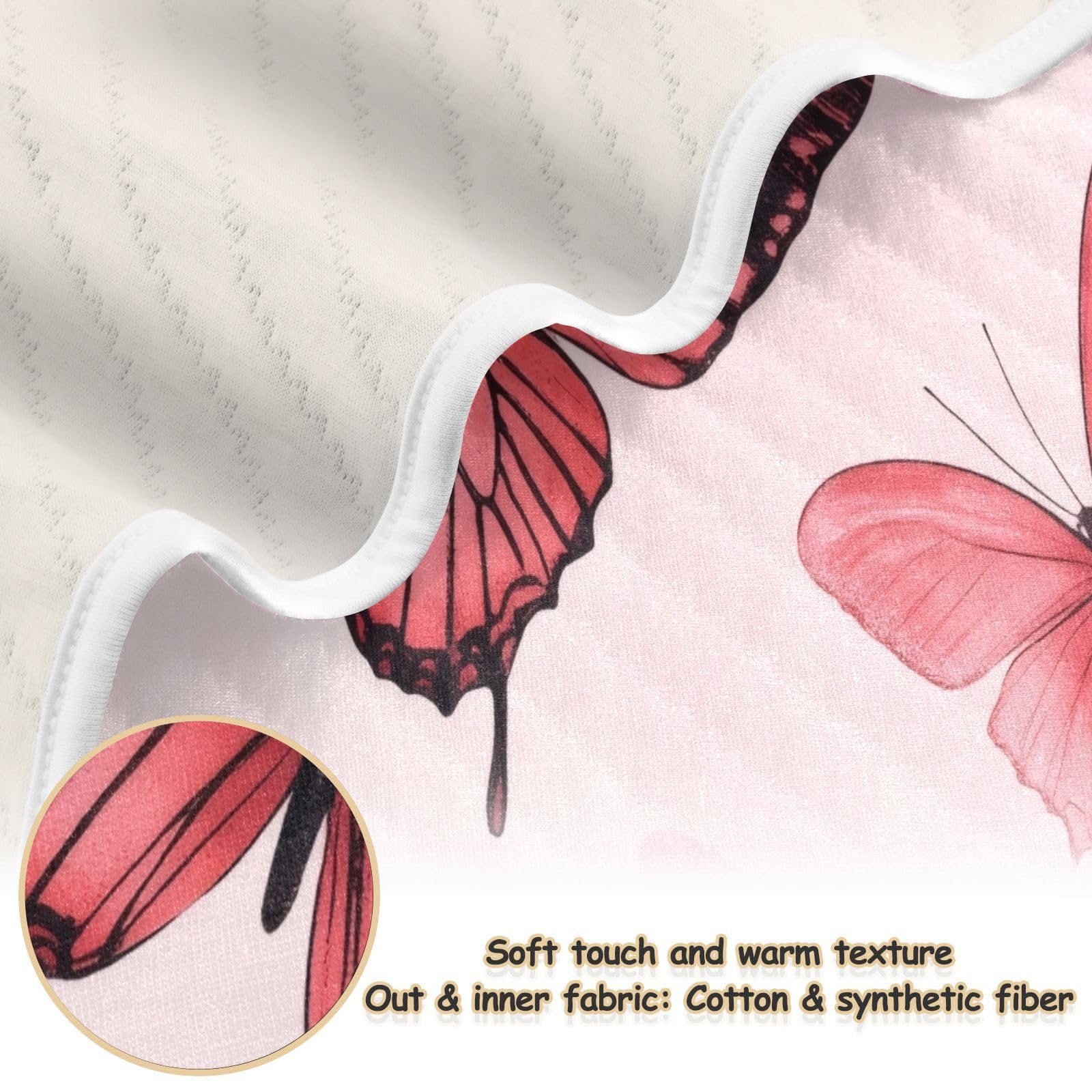 Burbuja Pink Butterflies Baby Blanket for Boys Girls, Nursery Soft Warm Swaddling Receiving Baby Blankets, 30x40 in Toddler Blanket