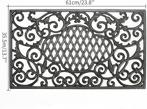 Miniatura 3 de Sungmor - Felpudo de hierro fundido, resistente, 22.6in, rectangular, grande, para puerta delantera, antideslizante, antideslizante, diseño de vid