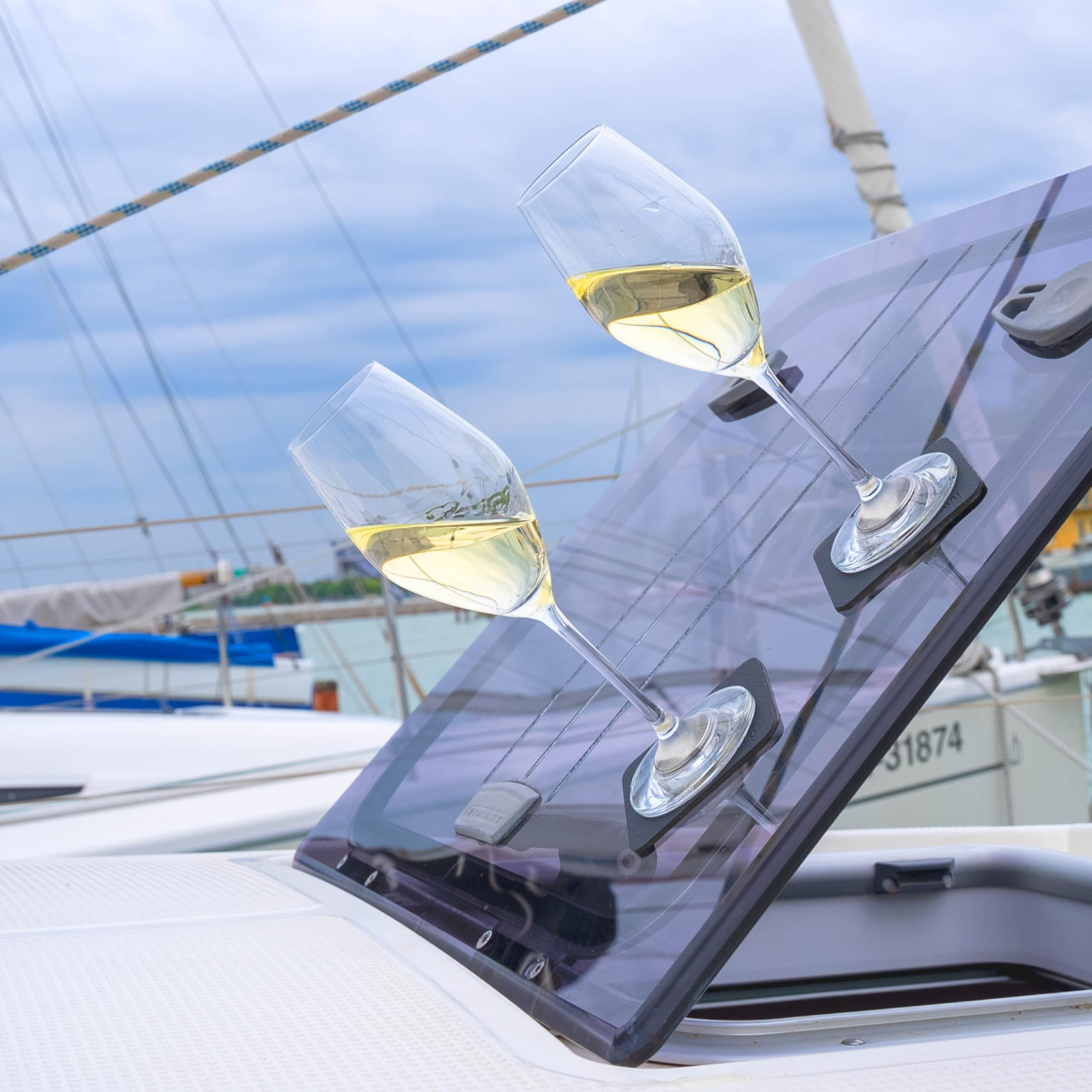 Silwy® Adaptateur Magnétique Pour Verres à Pied Existants Avec Tampon Nano Gel En Métal, Pour Verres à Vin, Verres à Champagne, Tulipes, Système Magnétique Pour Moderniser Le Contenu, Lot De 1