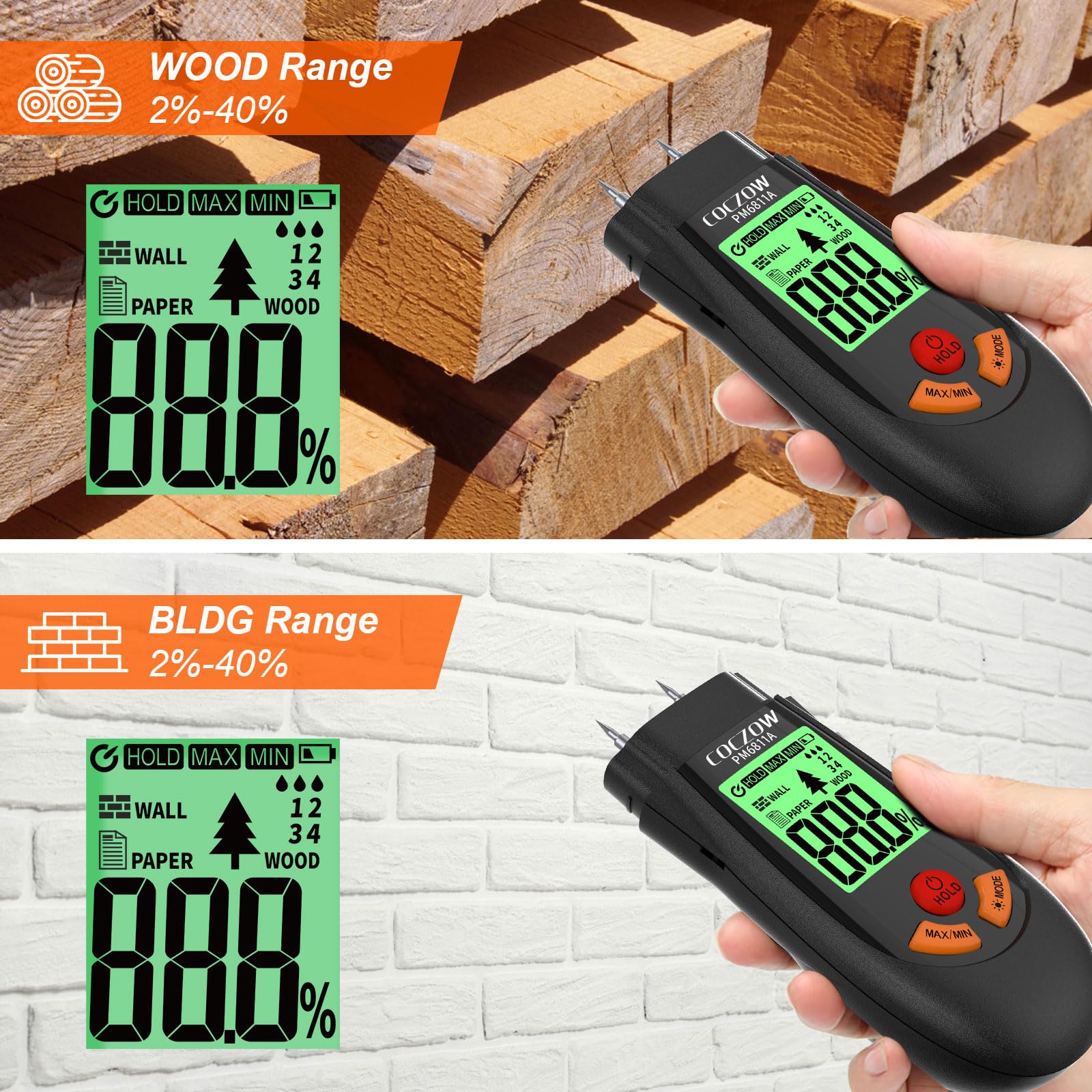 Wood Moisture Meter - Detect Water Leaks & Prevent Damage -2