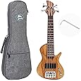 JB Mini Electric Bass Guitar - Black Body, Maple Neck, Rosewood Fingerboard & 3-Ply White Pickguard, 28.6" Short Scale Premium Pickups, Vintage Steel Bridge & Tuners - Pure Awesomeness