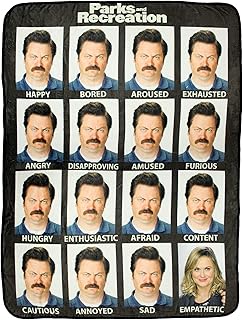 Parks And Recreation Moods and Faces of Super Soft Fleece Throw Blanket, Black, One Size