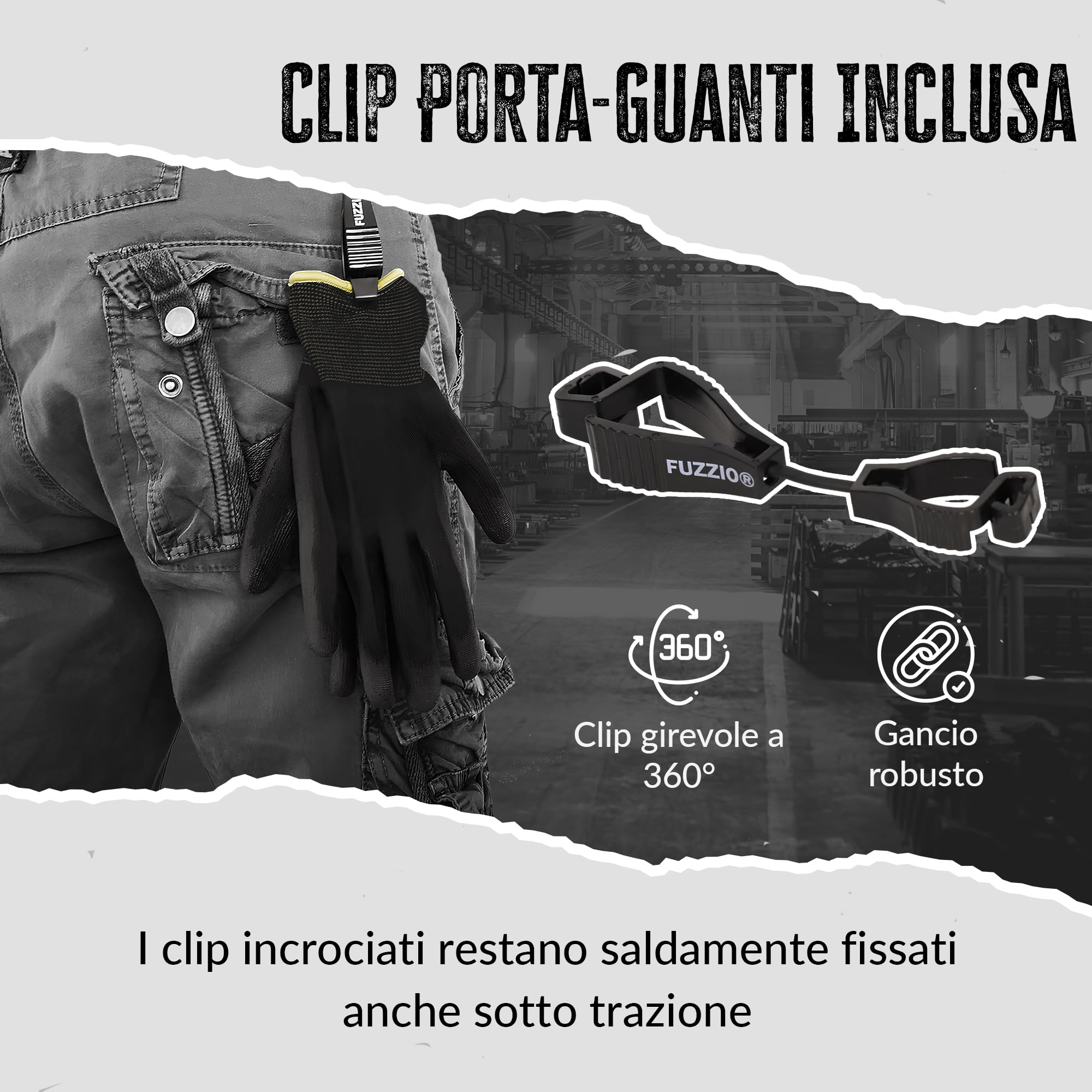 FUZZIO 12 paia di guanti da lavoro rivestiti in PU clip guanto