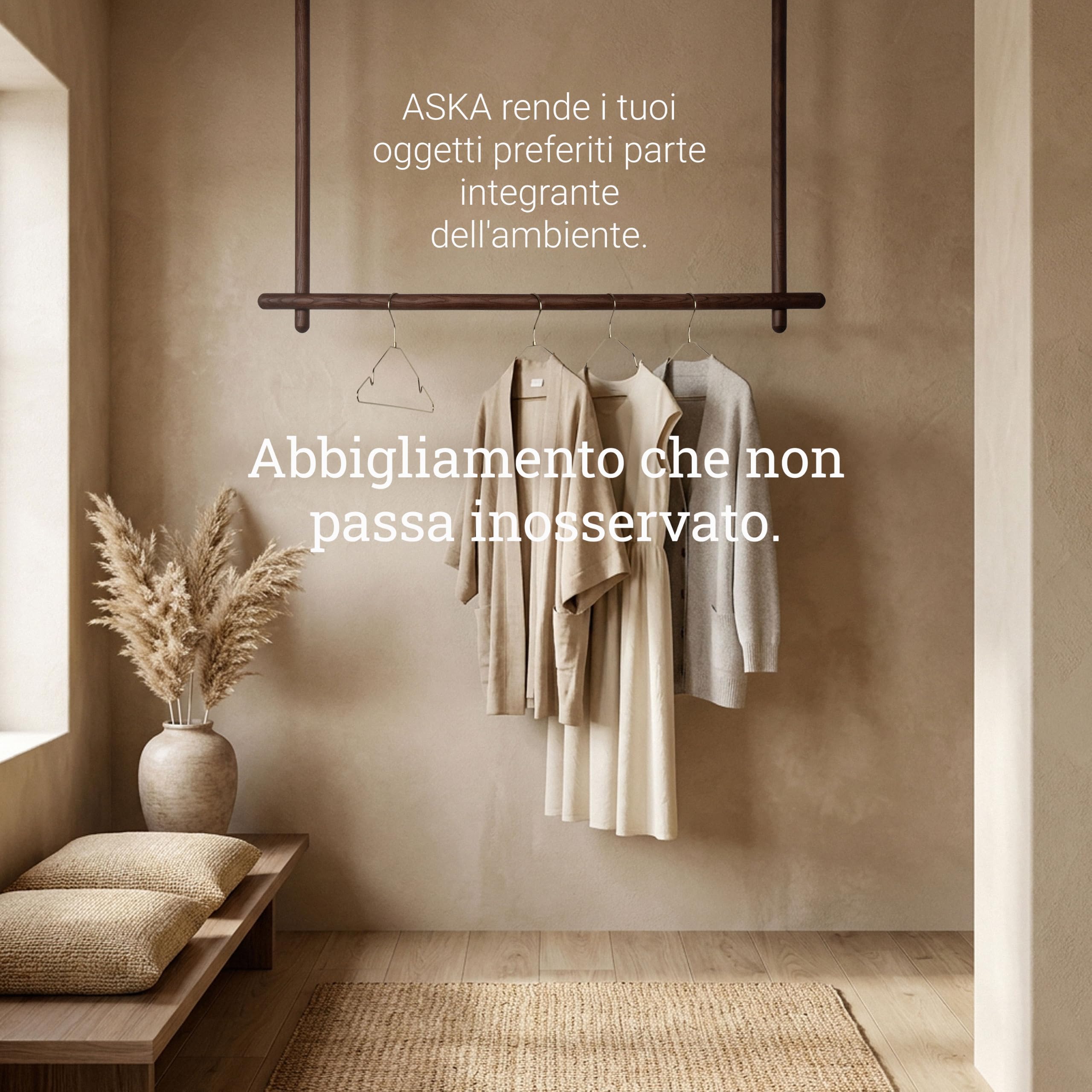 Natural Goods Berlin ASKA - 1 asta appendiabiti in legno di rovere, larghezza 60 cm, appendiabiti da soffitto, appendiabiti da soffitto, appendiabiti da corridoio, appendiabiti da soffitto, in legno