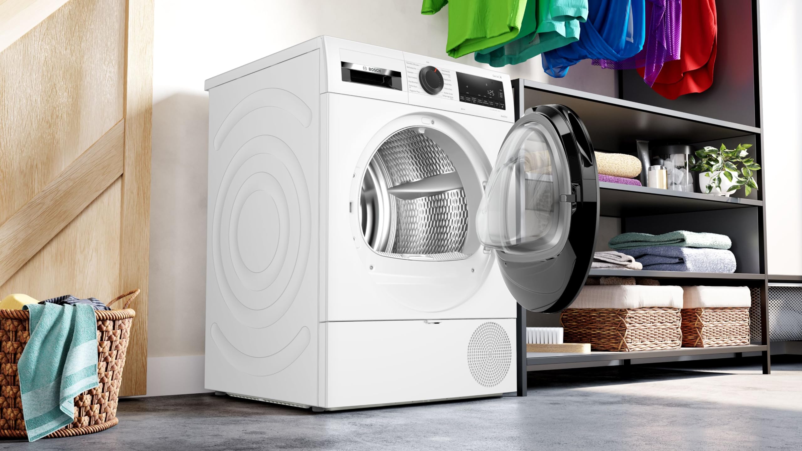 Bosch Wärmepumpentrockner für 8 kg Wäsche, Serie 6, A+++, 176 kWh/Jahr, Auto Dry, Anti Vibration-Design, Sensitive Drying-System, Umweltfreundliches Kühlmittel, Weiß, WQG233D40
