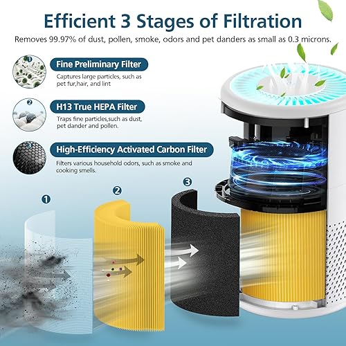 Miniatura 10 de Paquete de 2 filtros B-D02L H13 True HEPA, compatibles con MOOKA y KOIOS B-D02L Air Puri, filtro de aire H13 True HEPA para MOOKA Air Puri fier