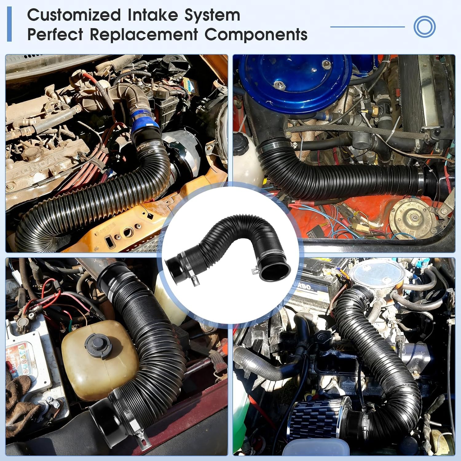 76mm Universal Luftansaugschlauch für Auto, Flexible Auto Ansaugrohr Luftfilter Kaltluftansaugrohr, Kaltluft Turbo Ansaugrohr Ausziehbar Lufteinlassschlauch, Für Turbolader & Kaltluftansaugung