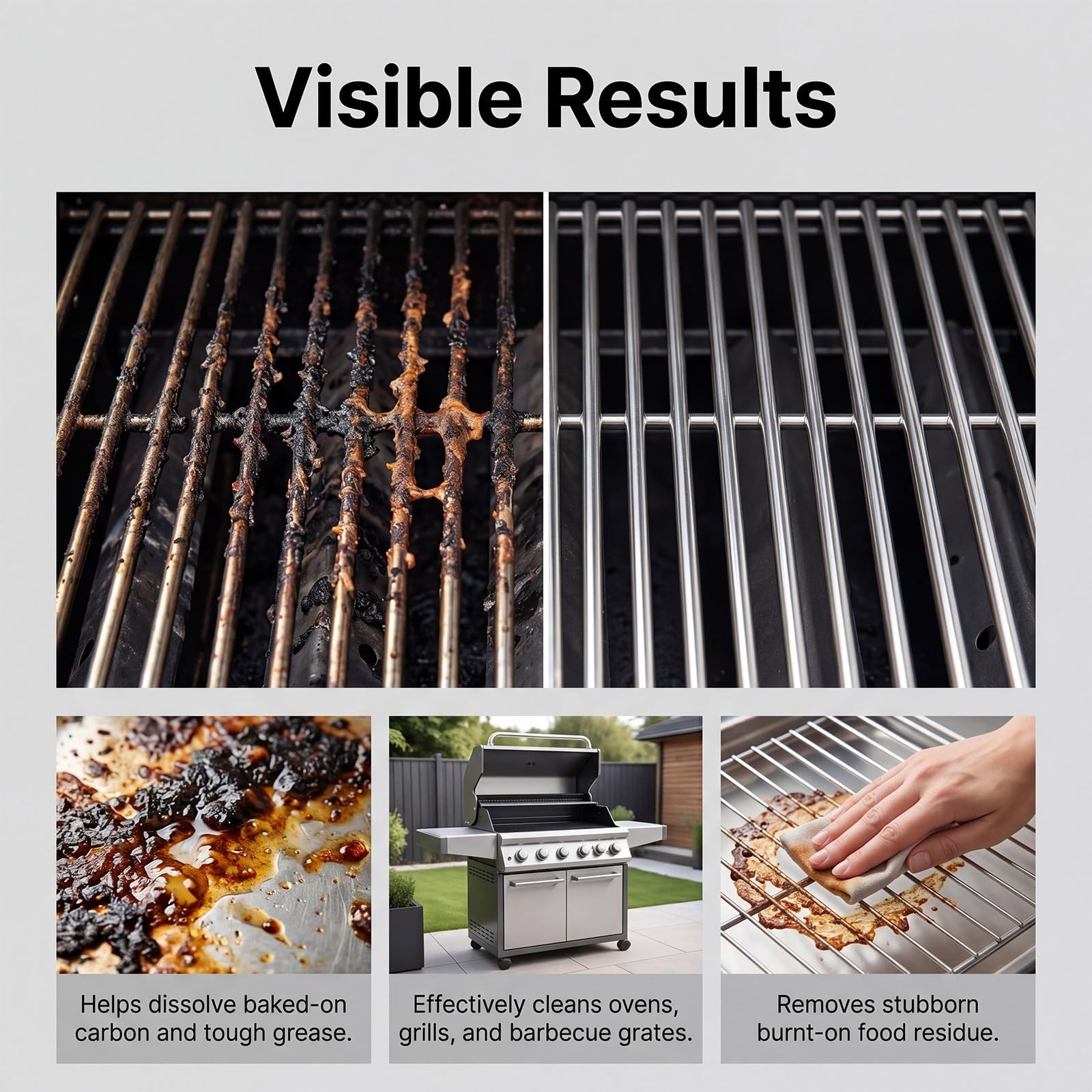 Hochleistungs-Backofen- und Grillreiniger, Küchenentfettungsspray, entfernt eingebranntes Fett und Speisereste, beseitigt dicke Fettablagerungen und Verschmutzungen, Reiniger und Entfetter (4pcs)