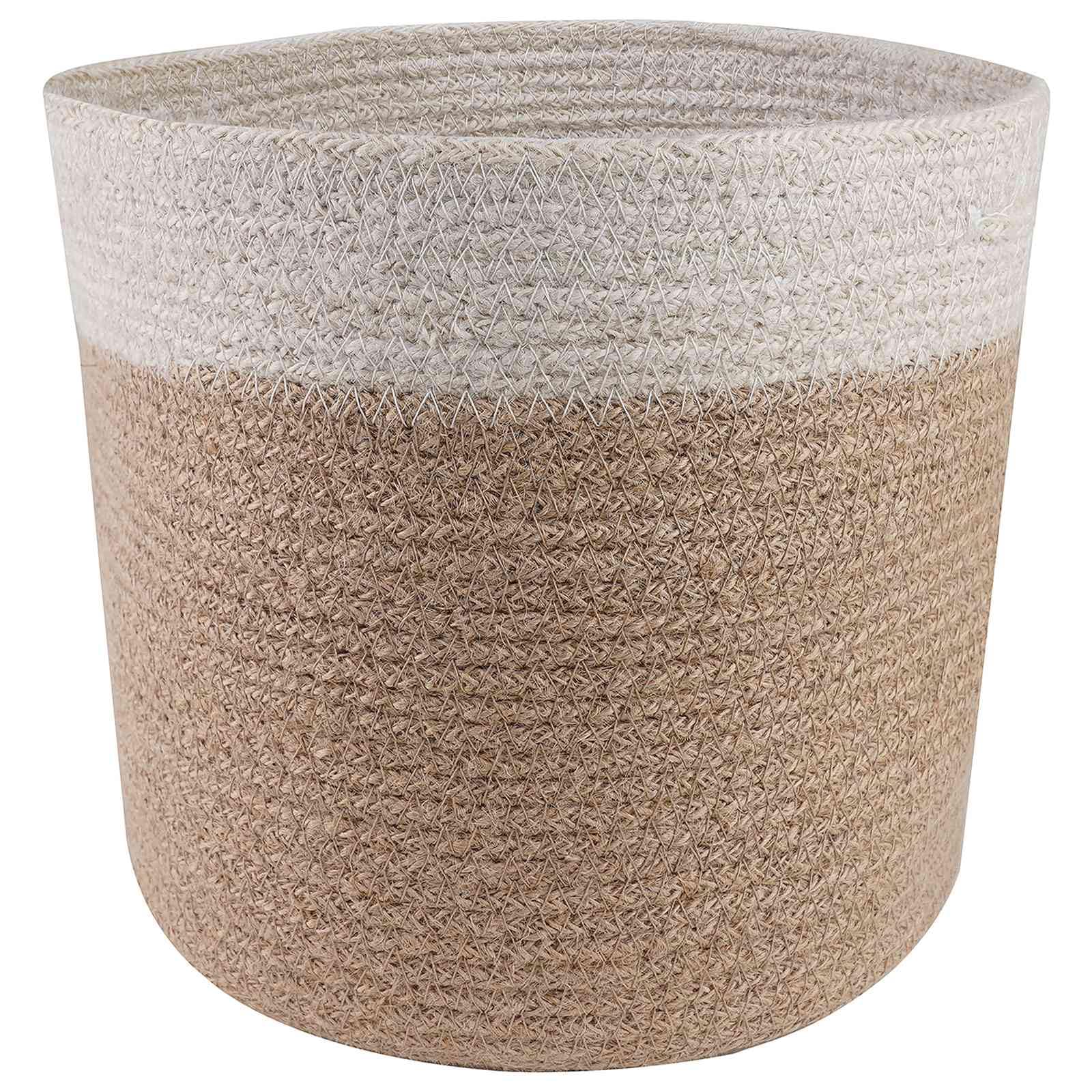 Set di 2 vasi per Piante in Juta Naturale, Colore Bianco, Diametro 28 cm, Ideali per Giardino, Balcone, Interni ed Esterni.