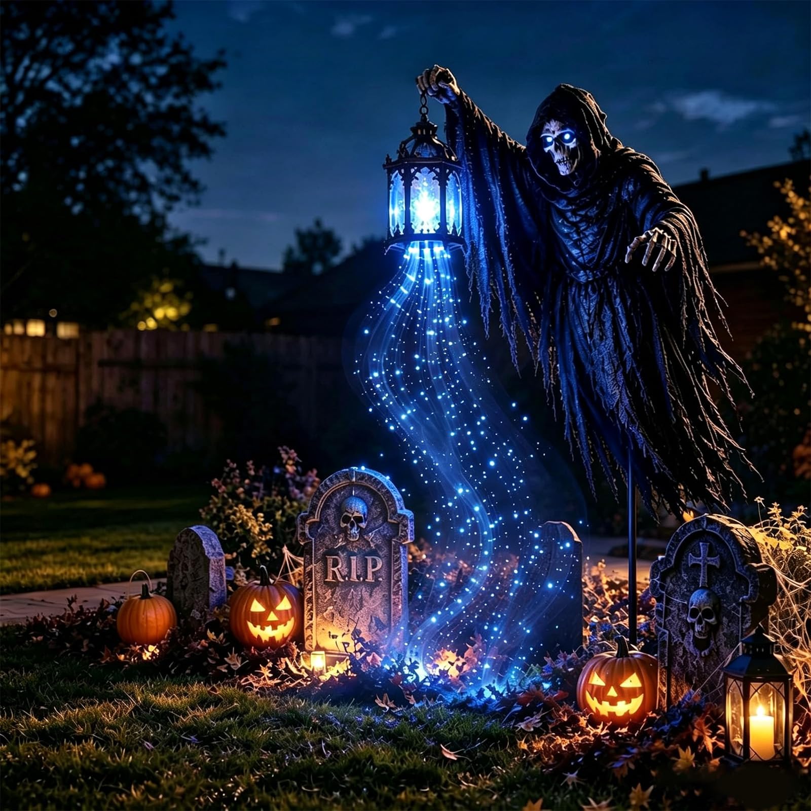 Halloweenowe posągi Spirit Of Reaper Lampa cieplejsza Decor