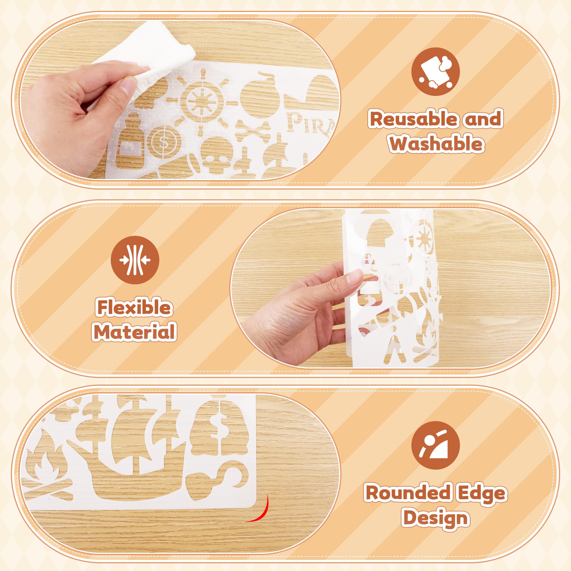 40 plantillas para niños, plantillas para pintar, manualidades, reutilizables, lavables, plantilla de forma primaria para álbumes de recortes de papel, dibujo
