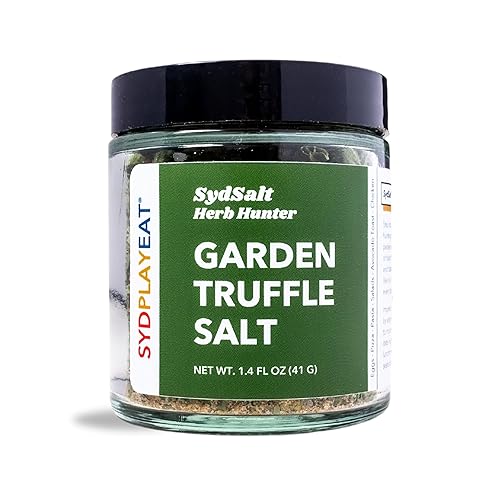 Garden Herb Truffle Salt Seasoning - SydSalt Herb Hunter - Ajo, Cebolla, Cebollino, cilantro, perejil, sal marina, palomitas de maíz, huevos de