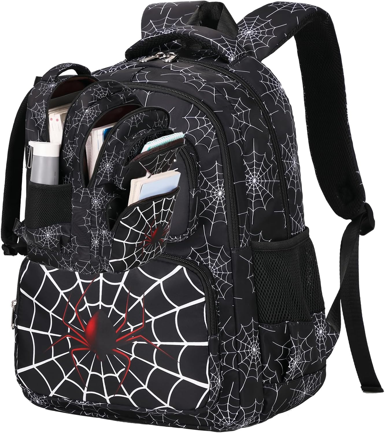 Spider Backpack Boys 4-6 6-8 Kids Bookbag Kindergarten Elementary School 17 Inch Daypack Bags Toddler Mochila Para Niños, Spider-Black