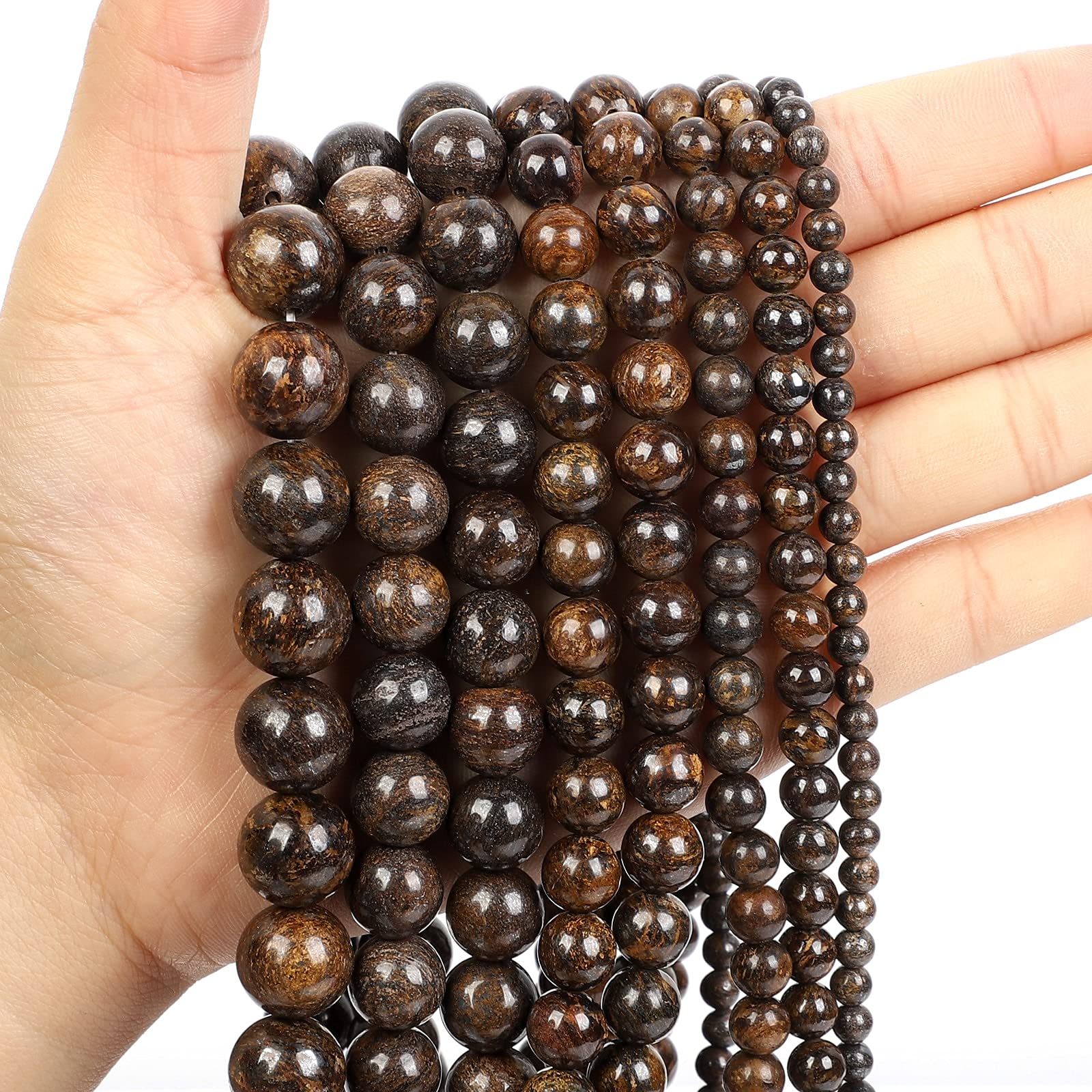 Okrągły wisiorek z brązowych kamieni, luzem, do wyrobu biżuterii, bransoletki, robótki ręczne, sznurek 4-12 mm(12mm about 30 pcs)