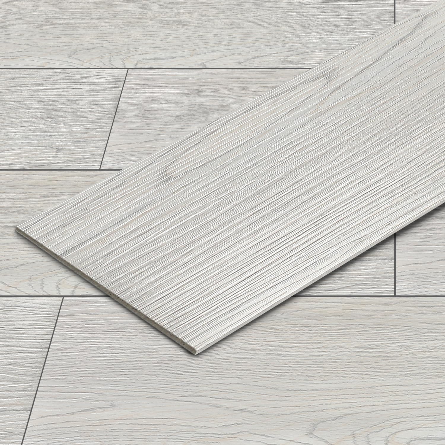 Wykładzina podłogowa z PCW, samoprzylepna, winylowa, 91,44 x 15,24 cm – grubość 2 mm, laminat winylowy, antypoślizgowe dekoracyjne deski do sypialni, salonu, 18 płytek / 2,5 ㎡, szary dym