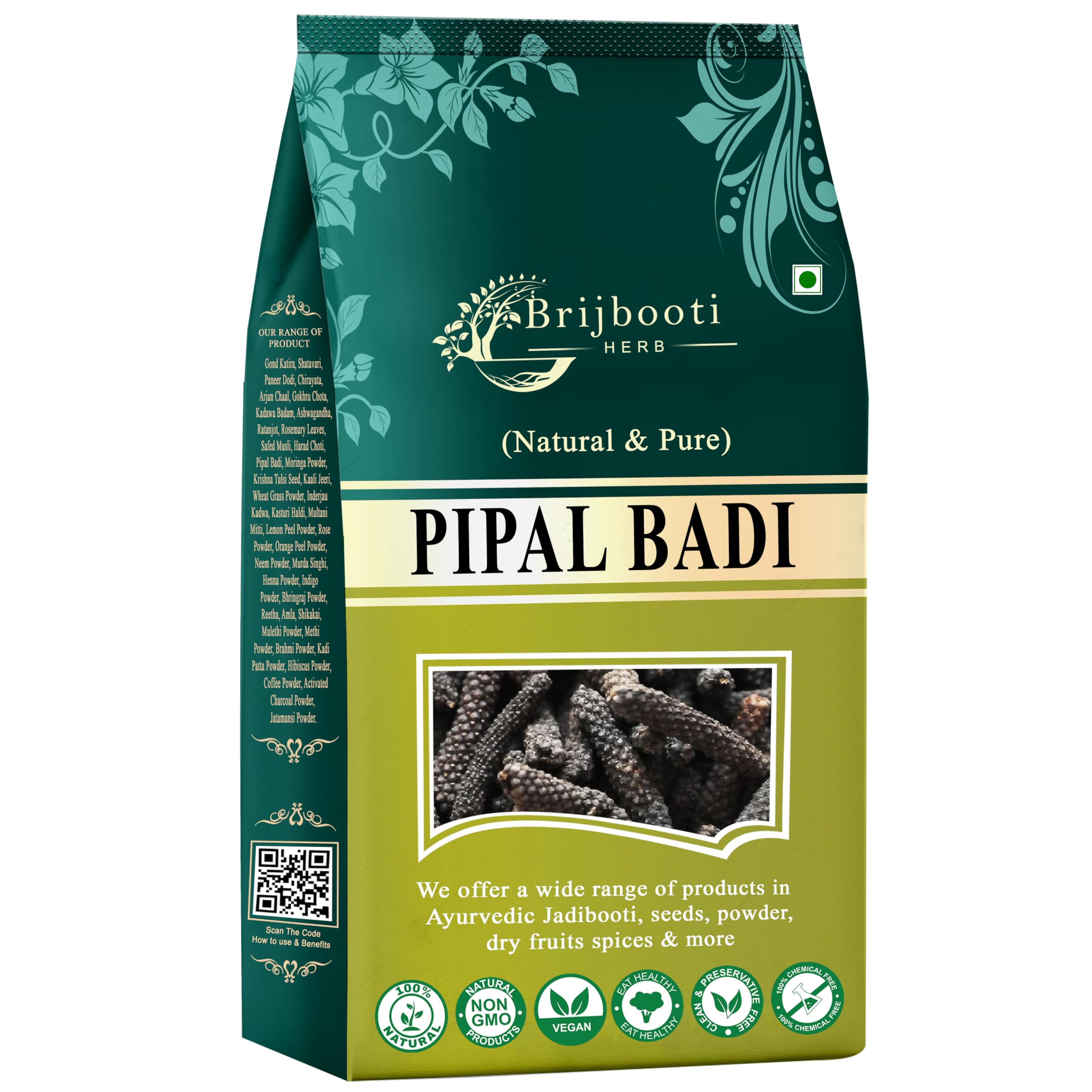 BrijBooti Long Pepper 400 Gr - Pipal badi - Pippali - Pipali - Peepali - Pimpali - Pippilli - Pippalu - Hippali - Piper Longum FSSAI, GmA, ISO Certified,Whole