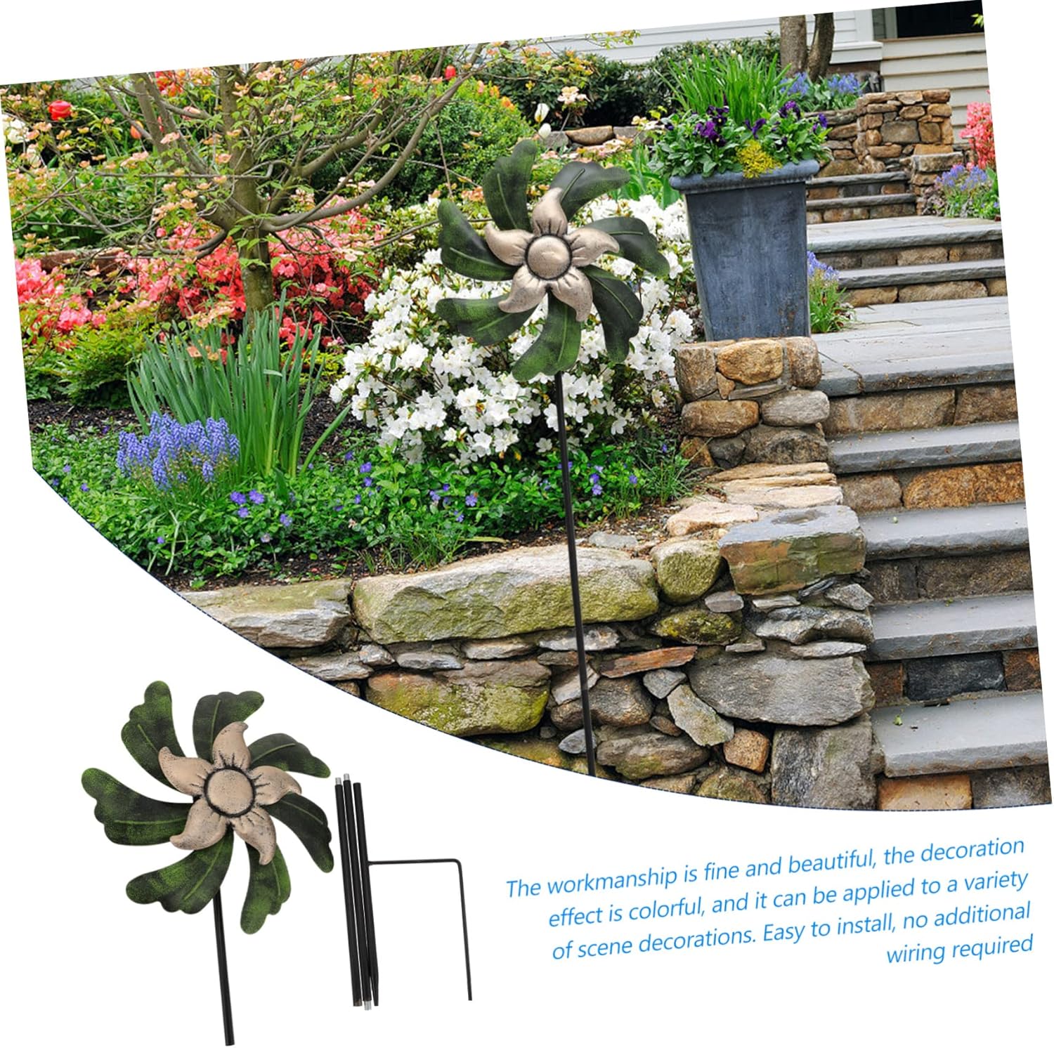 Garden Spinner Windmill Decorative Iron Windmill Ground Insert Rotating Decor for Outdoor Garden Decor