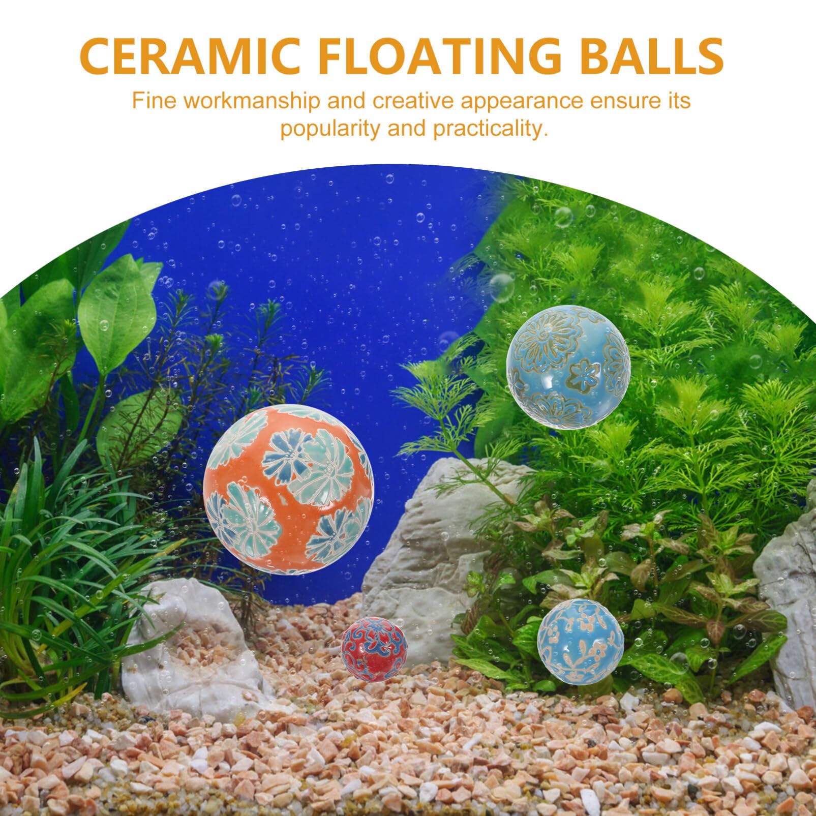 Cabilock 4pcs Floating Ceramic Ball Home Ornament Coffe Table Table Decor Adornos para Decorative Orbs Vase Filler Balls Blue and White Porcelain Balls Floating Pool Balls Home Decor
