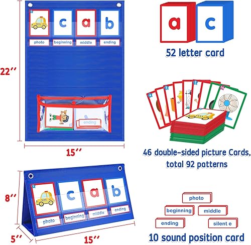 Miniatura 6 de CVC Word Builder - Tabla de bolsillo de escritorio CVC, juegos de ortografía de palabras, tarjetas de aprendizaje de alfabetización, juguete