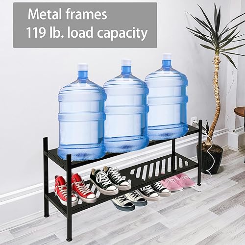 Miniatura 7 de Zapatero  Organizador de zapatos de metal de 2 niveles, estante de almacenamiento de zapatos de 35 pulgadas, apilable largo soporte para armario,