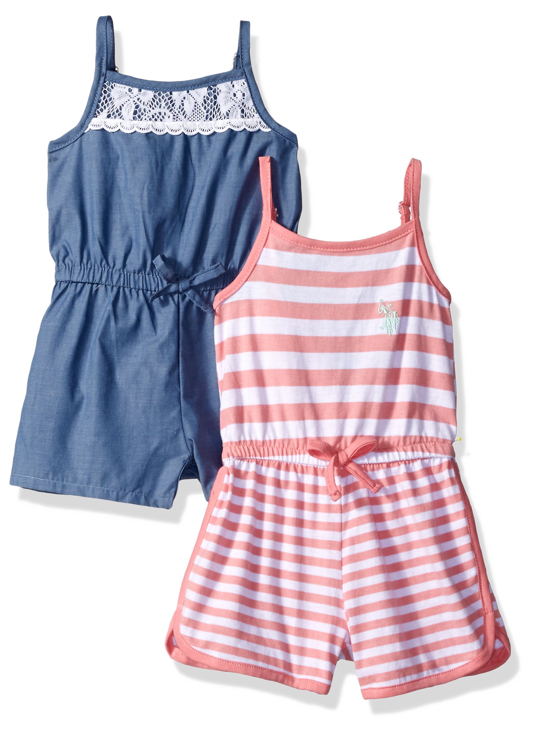 U.S. Polo ASSN. Baby-Girls Romper Rompers - Orange -