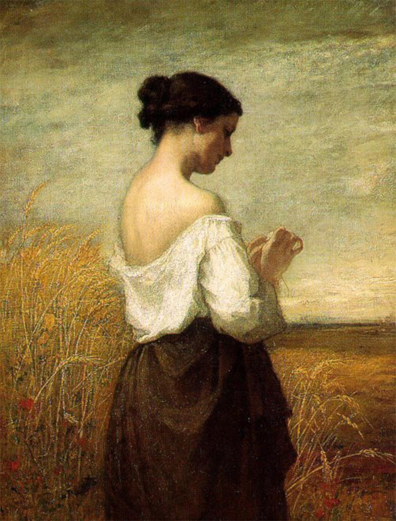 ARTXLXXBN Famous Painting Canvas Artwork Graffiti Print Peasant Girl by William Morris Hunt Portrait Canvas Image for Home Decor 60x90cm