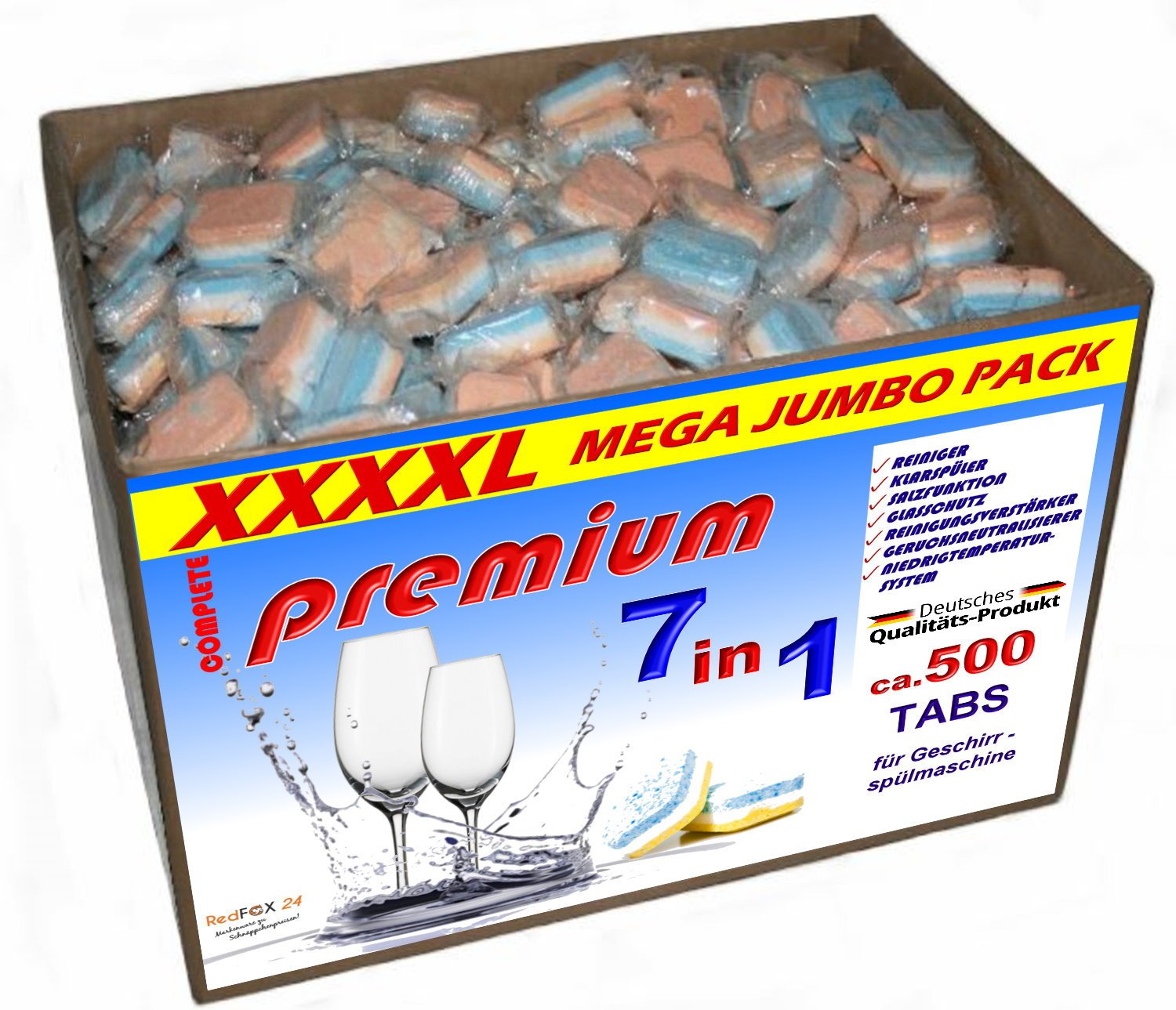 ProMax Multi-Power 7 Spülmaschinen Bruchtabs, 10 KG | Wasserlösliche Folie, Geschirrspültabs, 7 verschiedene Funktionen, Im Karton erhältlich