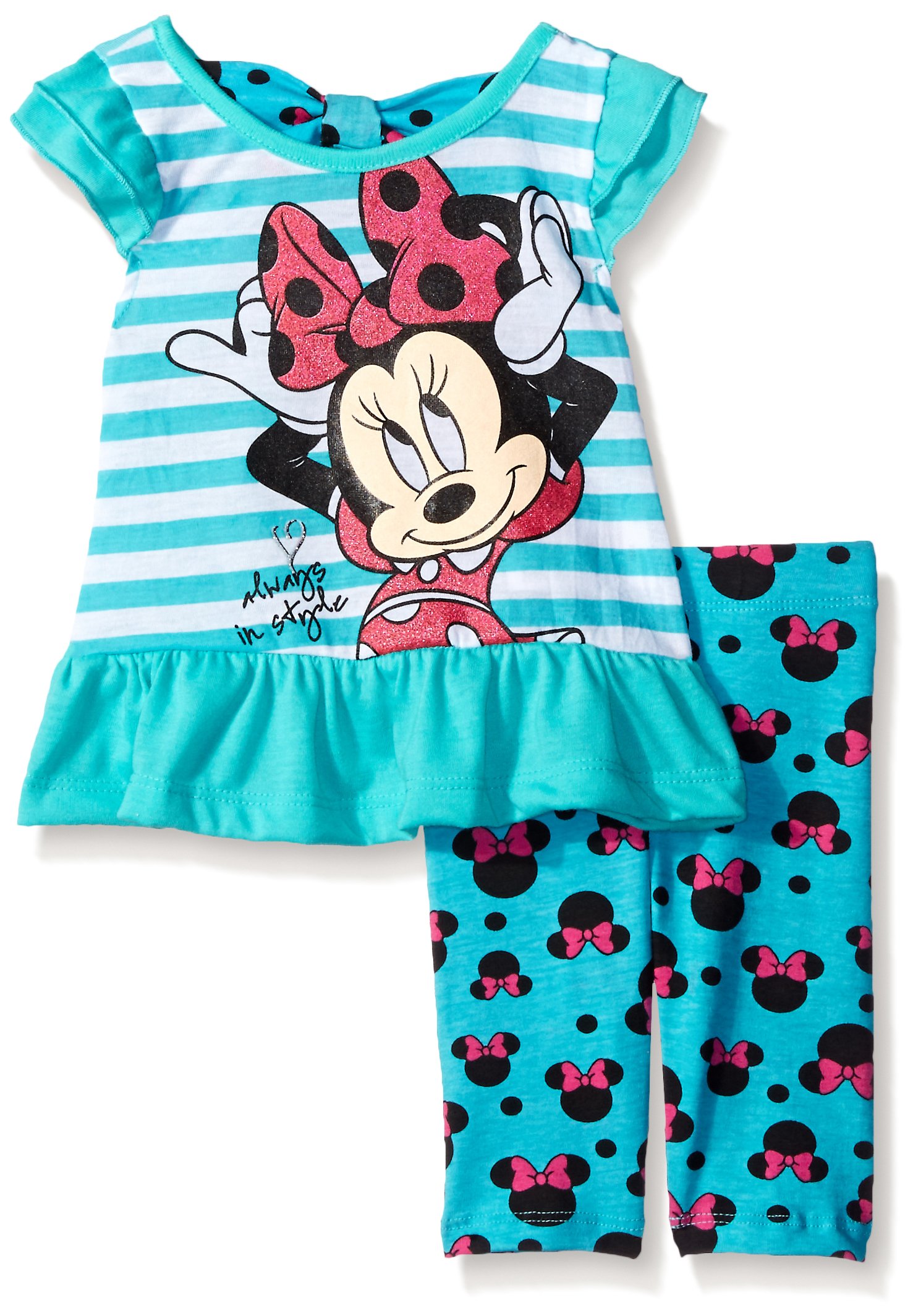 Disney Baby Girls' 2 Piece Minnie Always In Style Top and Printed Legging, Blue, 12 Months