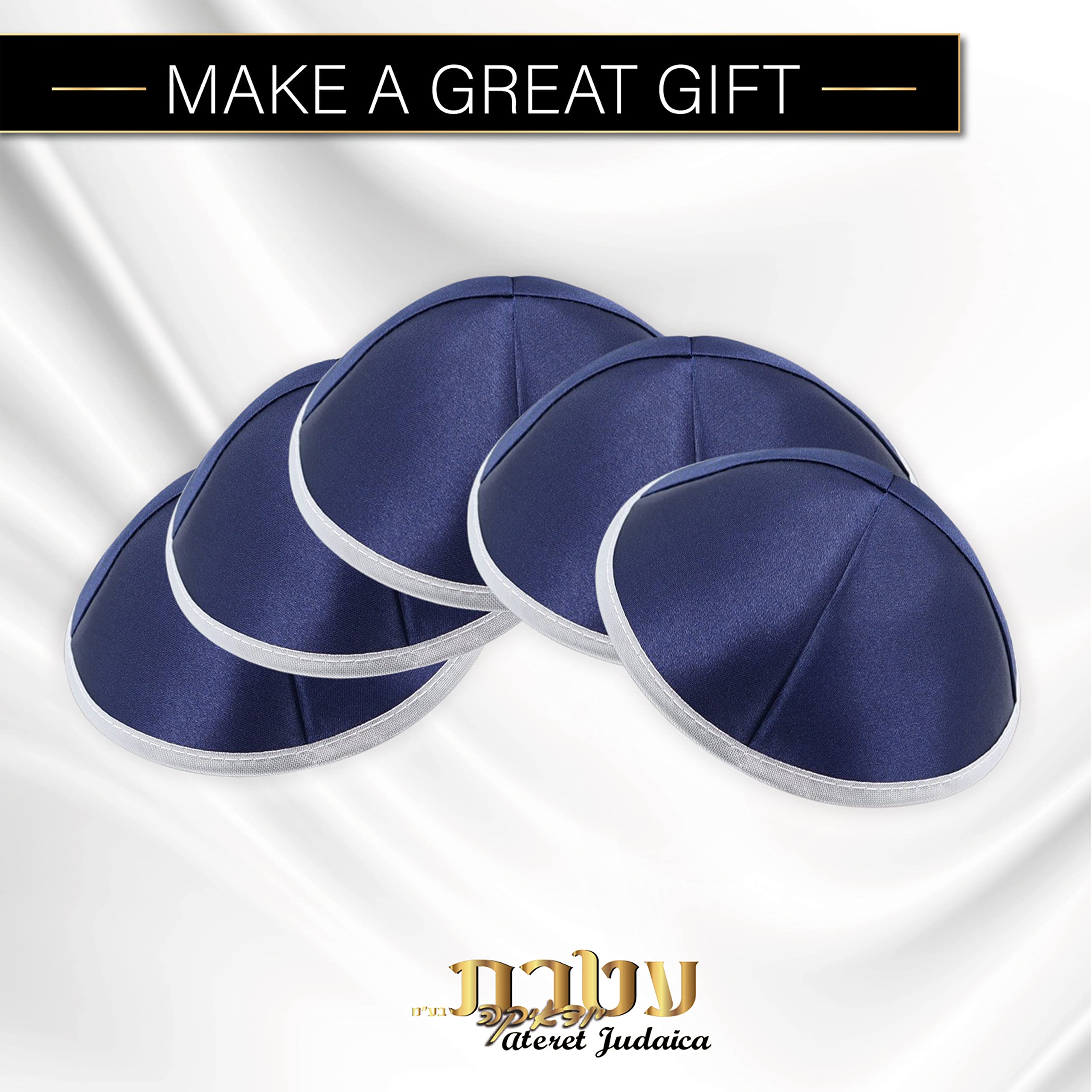 Ateret Judaica Yarmulke for Men & Boys - 10-Pack Satin Kippah Cap, Size 19 cm, Jewish Yamaka Hat