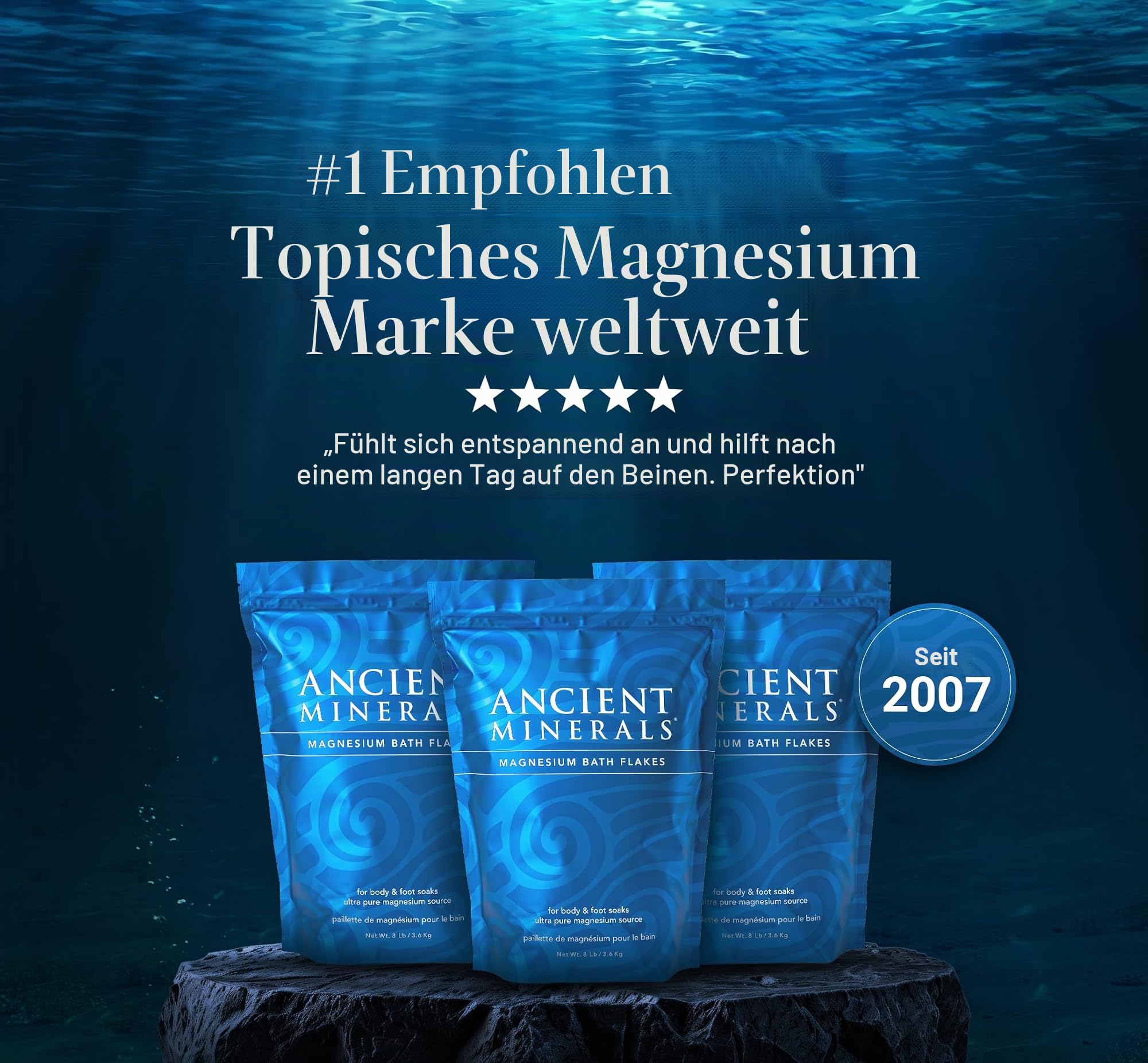 Ancient Minerals Magnesium Bath Flakes of Pure Genuine Zechstein Chloride - Resealable Magnesium Supplement Bag That Will Outperform Leading Epsom Salts (4.4 lb)