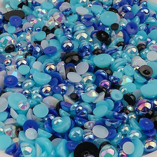 Diamantes de imitación de perlas semicirculares, 2.16 oz (60 g), cristales de parte trasera plana de color mixto, perlas de diamantes de imitación