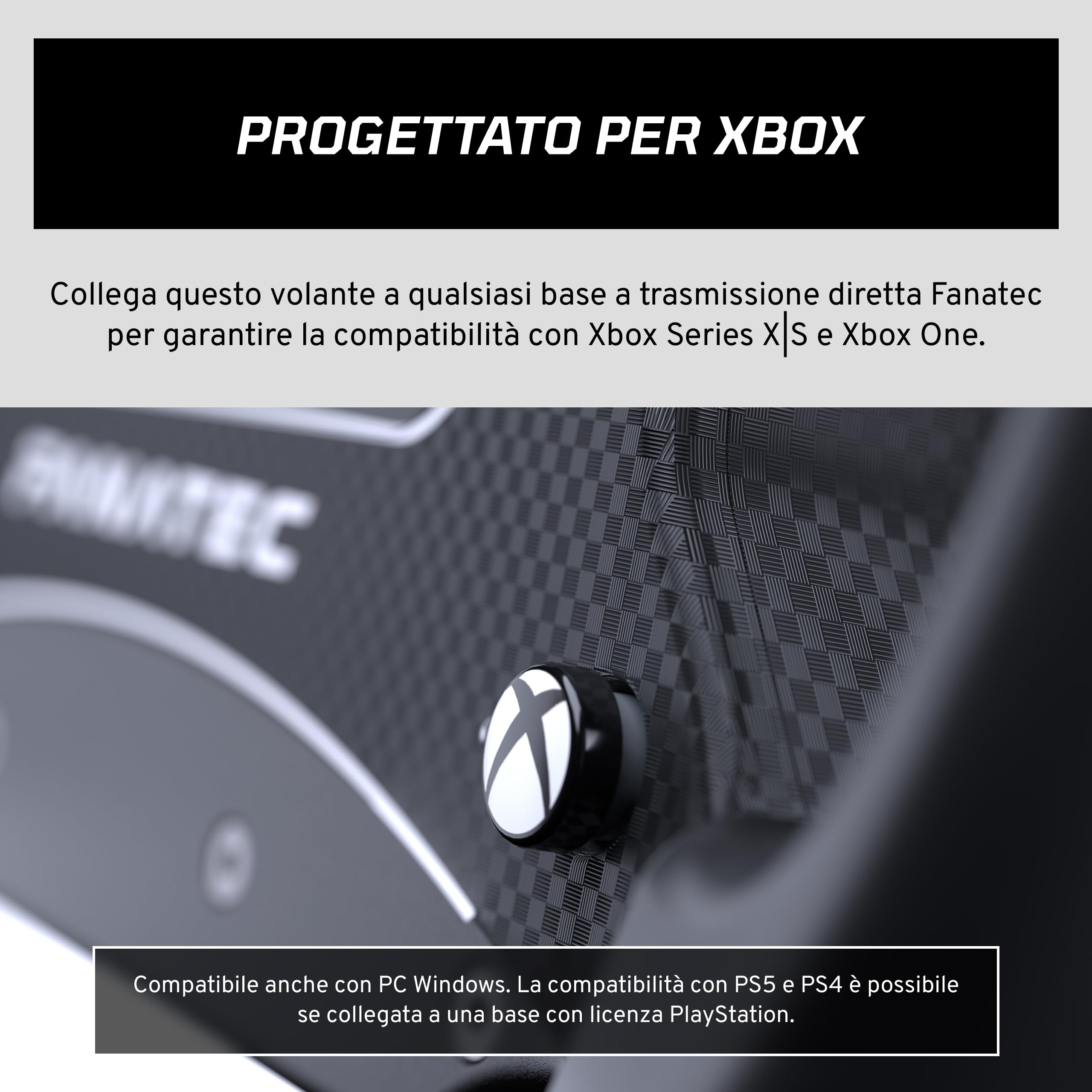 FANATEC Sim Racing CSL GT3 Volante PC Xbox Impugnature Sovrastampate Comandi Magnetici Personalizzati Paddle Analogici Display OLED QR2 Lite