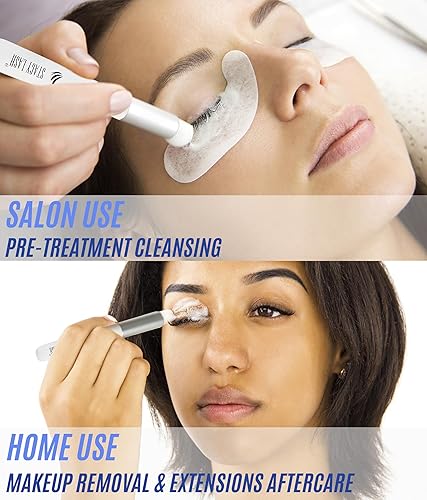 Miniatura 3 de STACY LASH Champú para extensiones de pestañas + cepillo, 3.38 onzas líquidas, limpiador espumoso de párpados, lavado para extensiones y pestañas