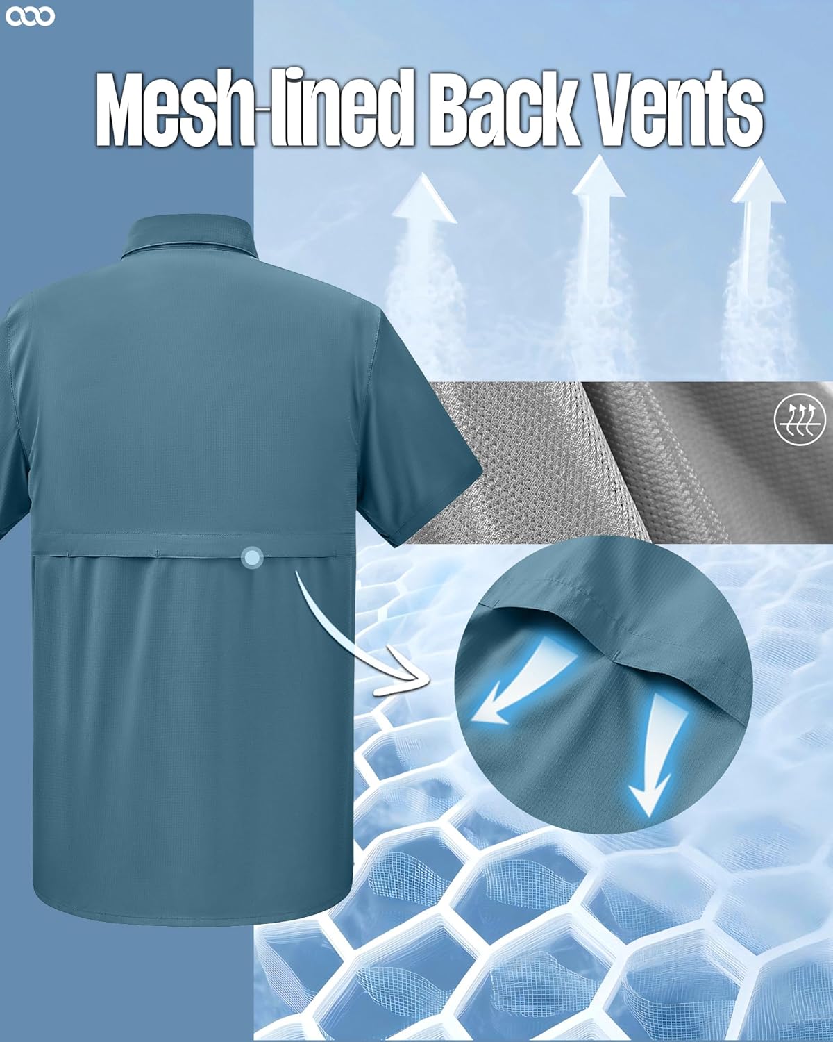 33,000ft Men's Fishing Shirts Lightweight Cool Quick Dry Sun Protection UV Short Sleeve Shirt for Casual Hiking Safari Travel - Image 5