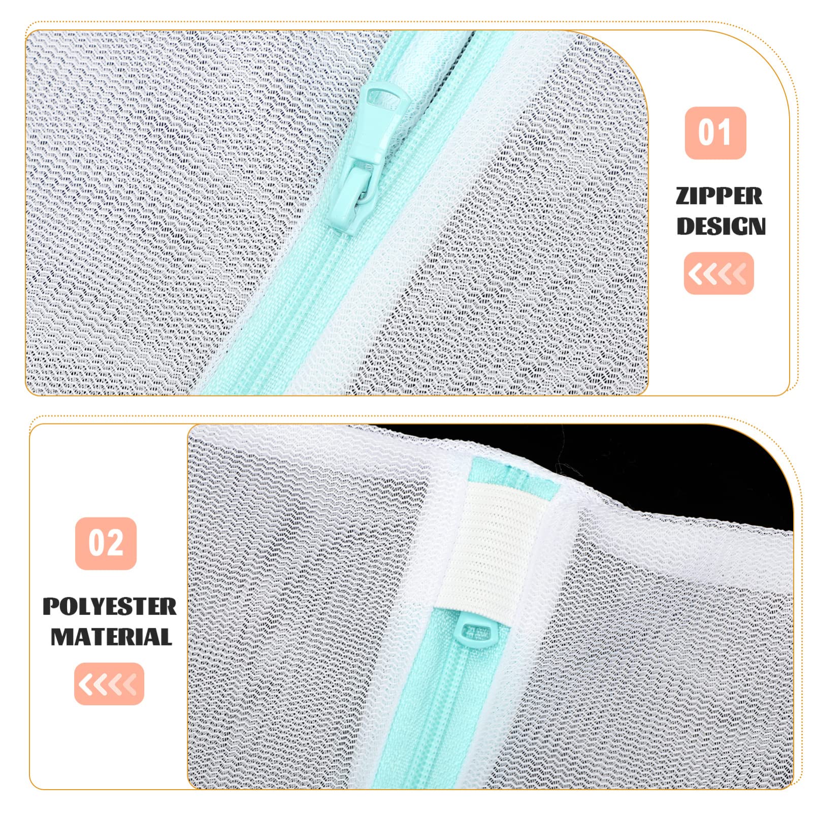 FOMIYES 2pcs Laundry Bags Zipper Fine Mesh Washing Bag Set for Socks Bras Gloves Reusable Large for Home and Travel Use
