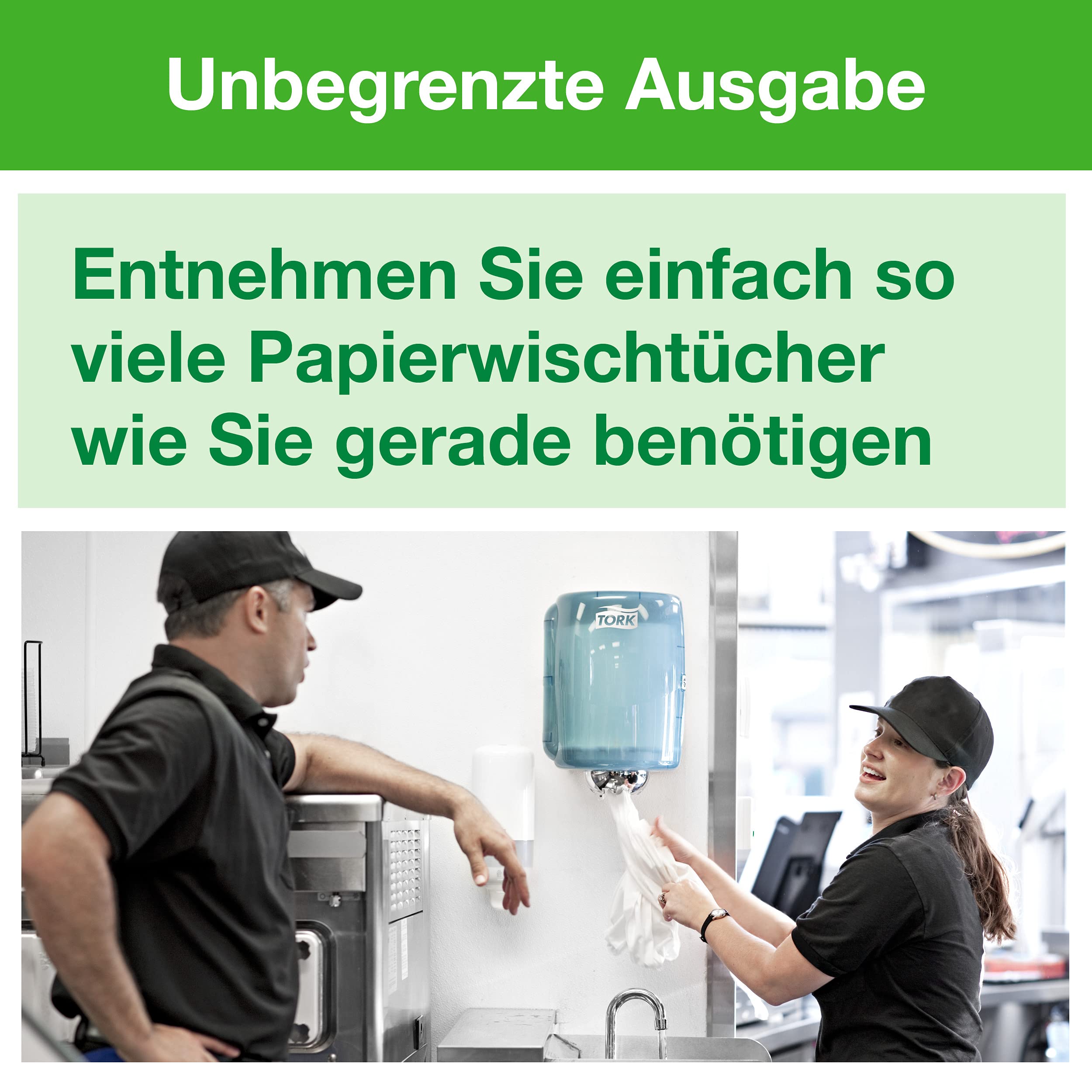 Tork 101240 Starke MehrzweckPapierwischtücher für das M2 Innenabrollung Spendersystem / 2-lagiges stabiles Papier in Weiß, 6 x 160 Meter