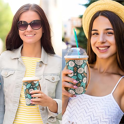 Miniatura 5 de 3 fundas reutilizables de neopreno aisladas para bebidas calientes y frías de Starbucks, Dunkin y más (rosas)