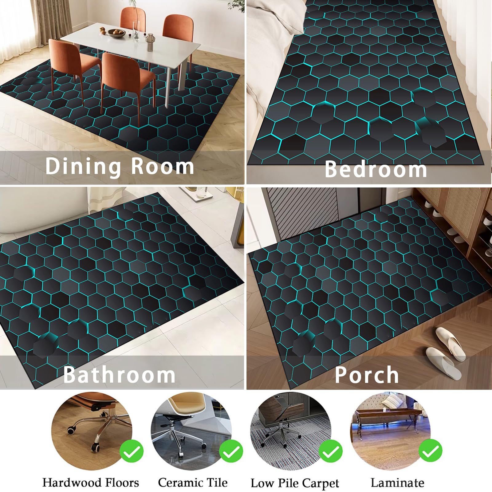 Bodenschutzmatte Gaming Teppich Stuhlunterlage Teppich-Stuhlmatte Schutzmatte für Teppichböden Kratzfest Bodenmatte Stuhlunterlage 80 x 100 cm schreibtischstuhl unterlage für Laminat