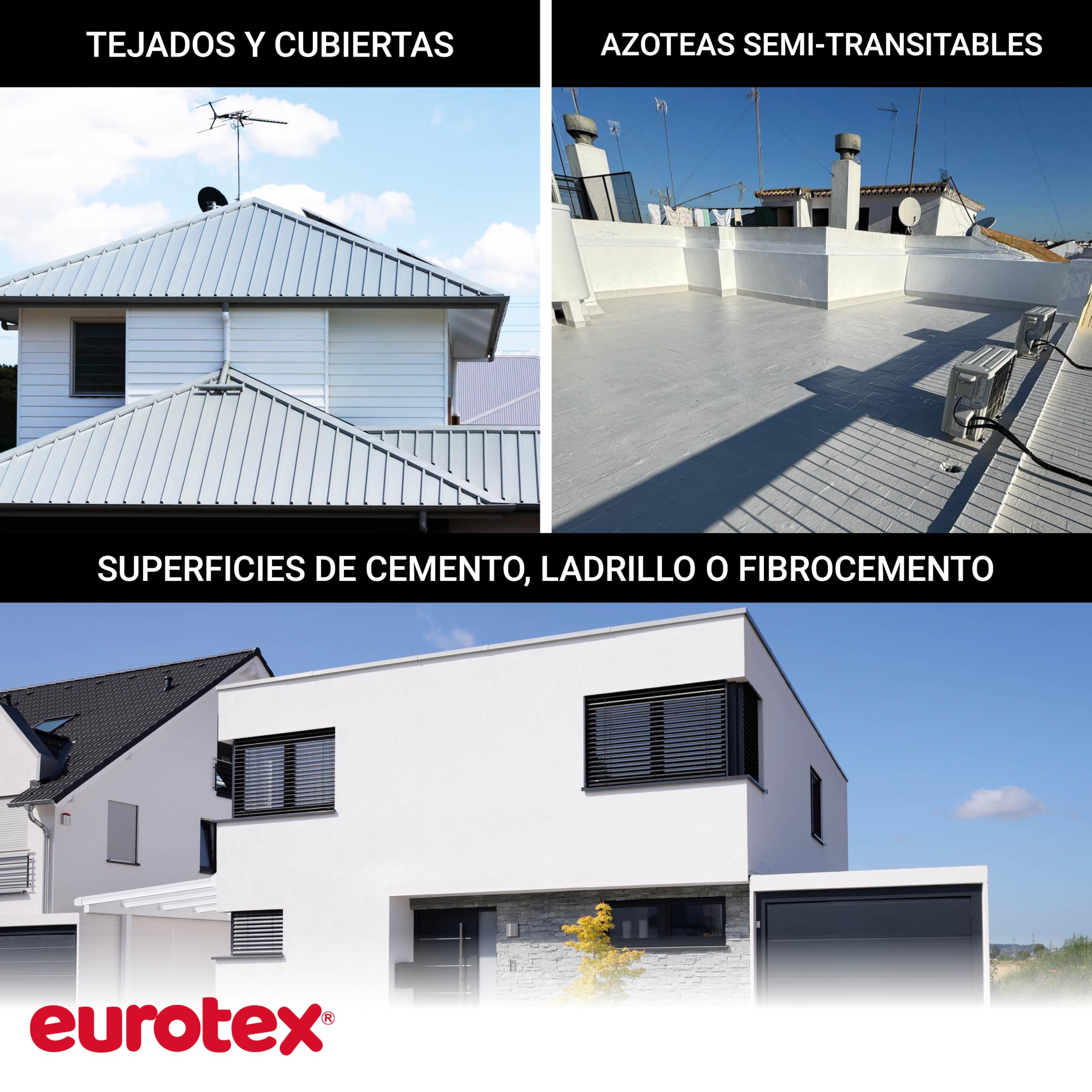 Pintura Impermeabilizante Tejado y Terrazas Transitables - Pintura Antihumedad Interior y Exterior - Delta Euroelast (Blanco, 4 Litros)