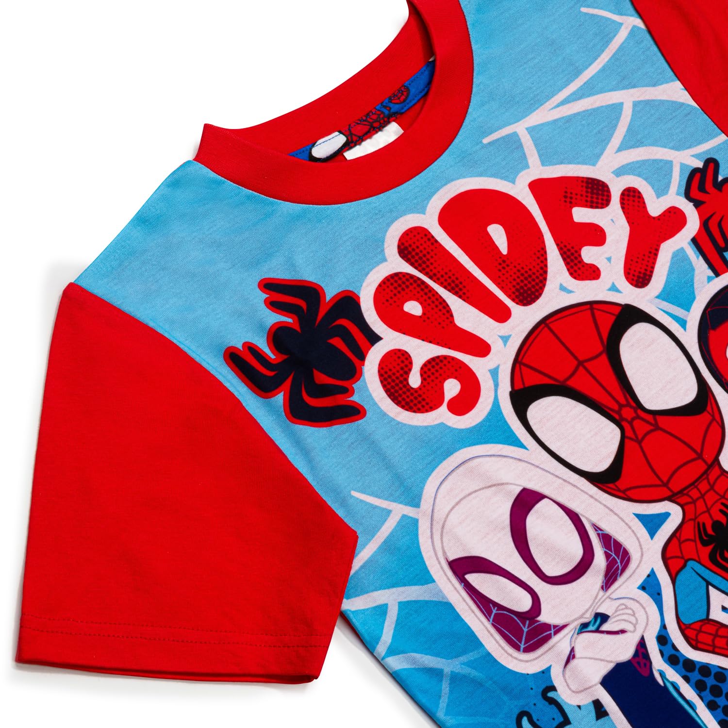Marvel Spidey & His Amazing Friends Pigiama per ragazzi | Set pigiama corto Spider-Man | Biancheria da notte estiva in 100% cotone | Indumenti da notte per bambini da supereroe