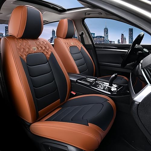 Miniatura 20 de FLORICH Funda de Asiento de Automóvil para Asientos Completos con Cuero Impermeable, Protectores de Asiento de Automóvil con Bolsillo de 2-Línea